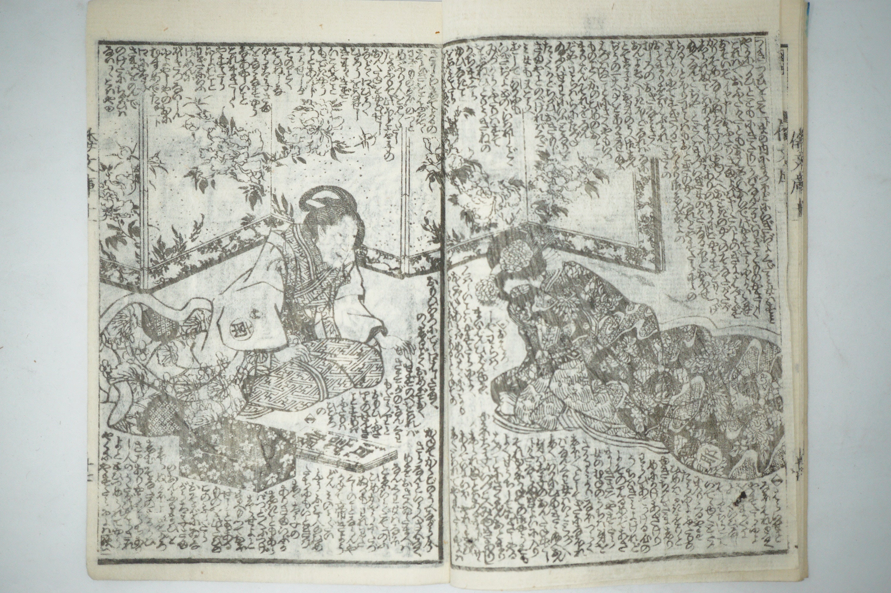Antique Japanese Manga Book with detailed Woodblock Printed Images from Japan 0928D17