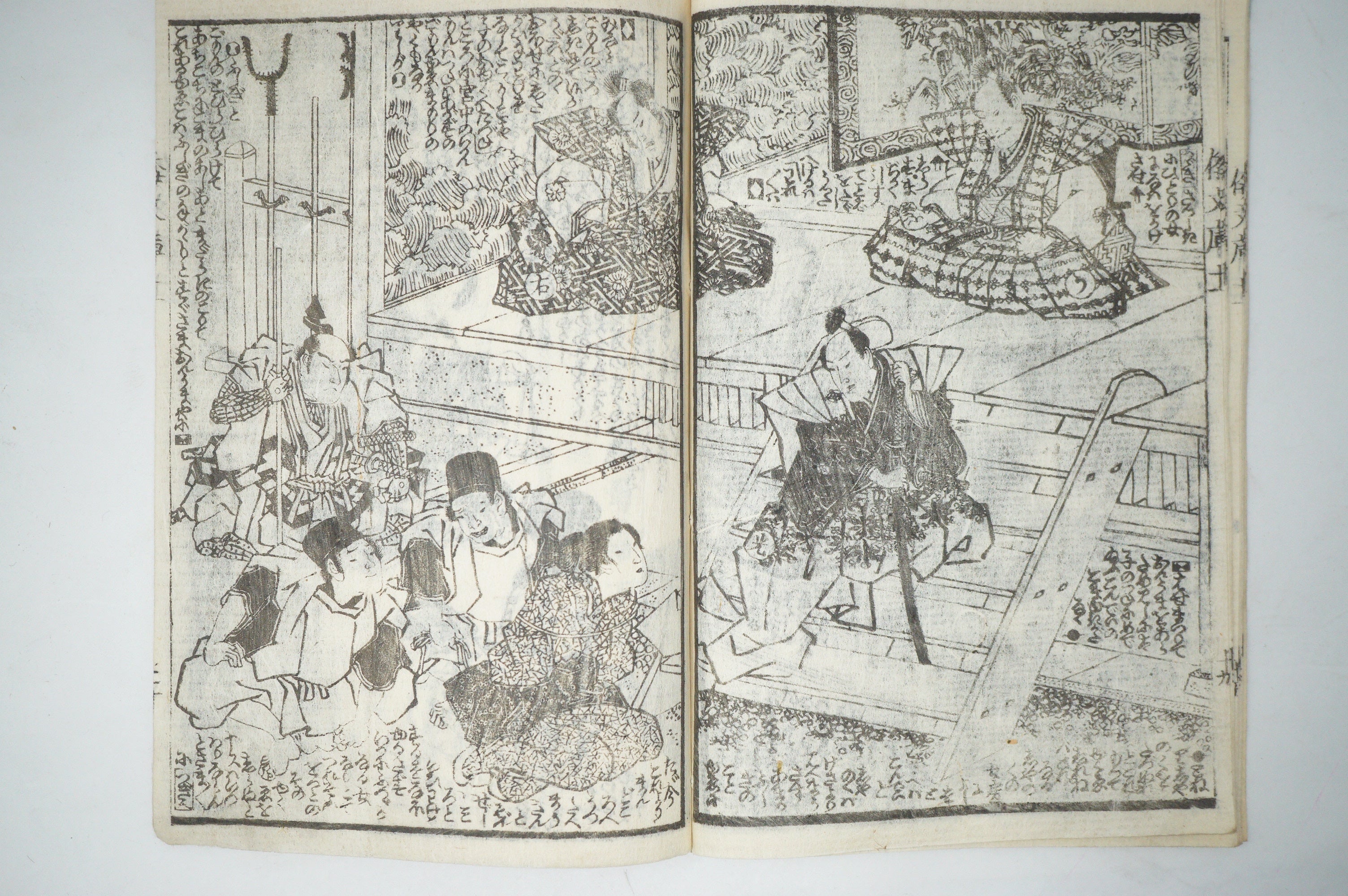 Antique Japanese Manga Book with detailed Woodblock Printed Images from Japan 0928D17