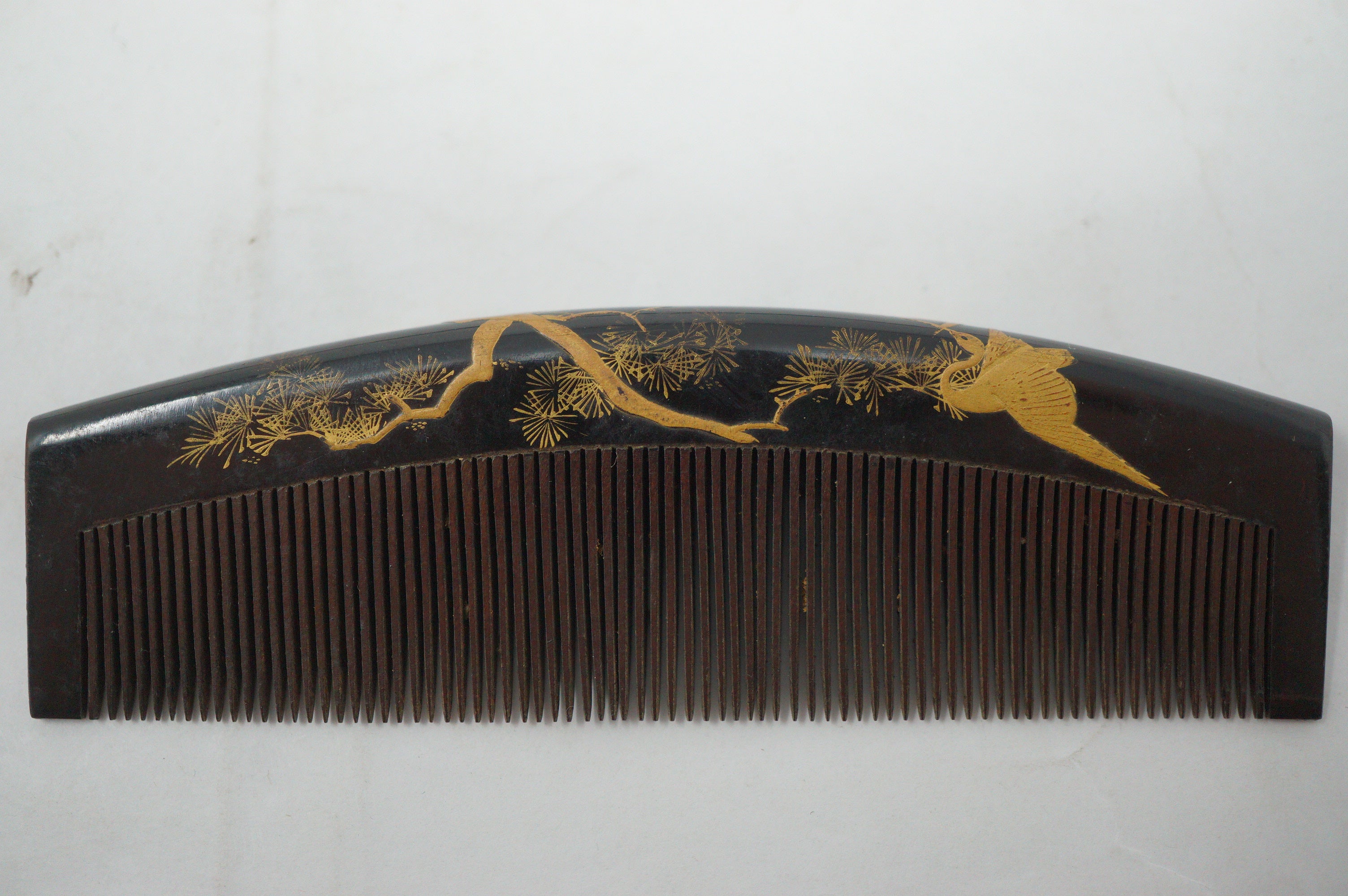 Japanese Vintage Hair Accessory Set Pin & Comb Signed with Maki-e Lacquer 1101D17