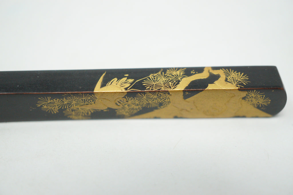 Japanese Vintage Hair Accessory Set Pin & Comb Signed with Maki-e Lacquer 1101D17