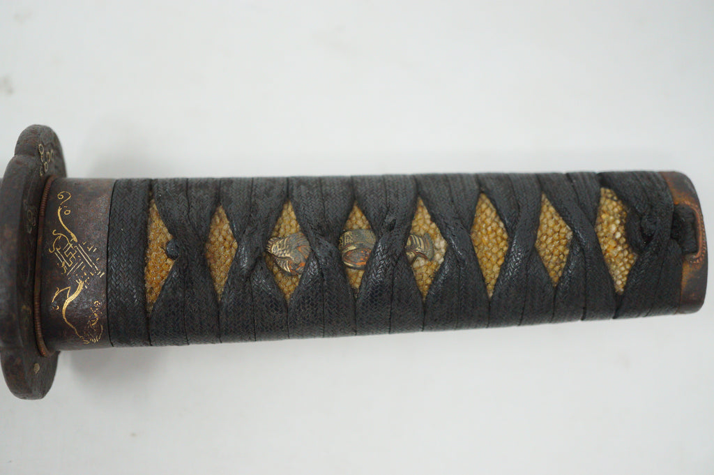 Stunning Wakizashi Sword with wooden Blade & all Accessories Antique Original from Japan 0630D18
