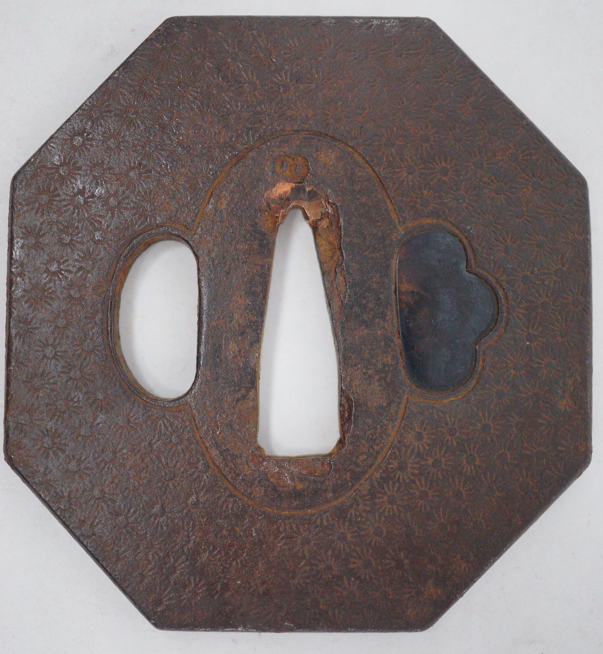 Japanese Iron Tsuba Guard for Katana or Wakizashi Sword Septagon-Shaped from Japan 0228E18