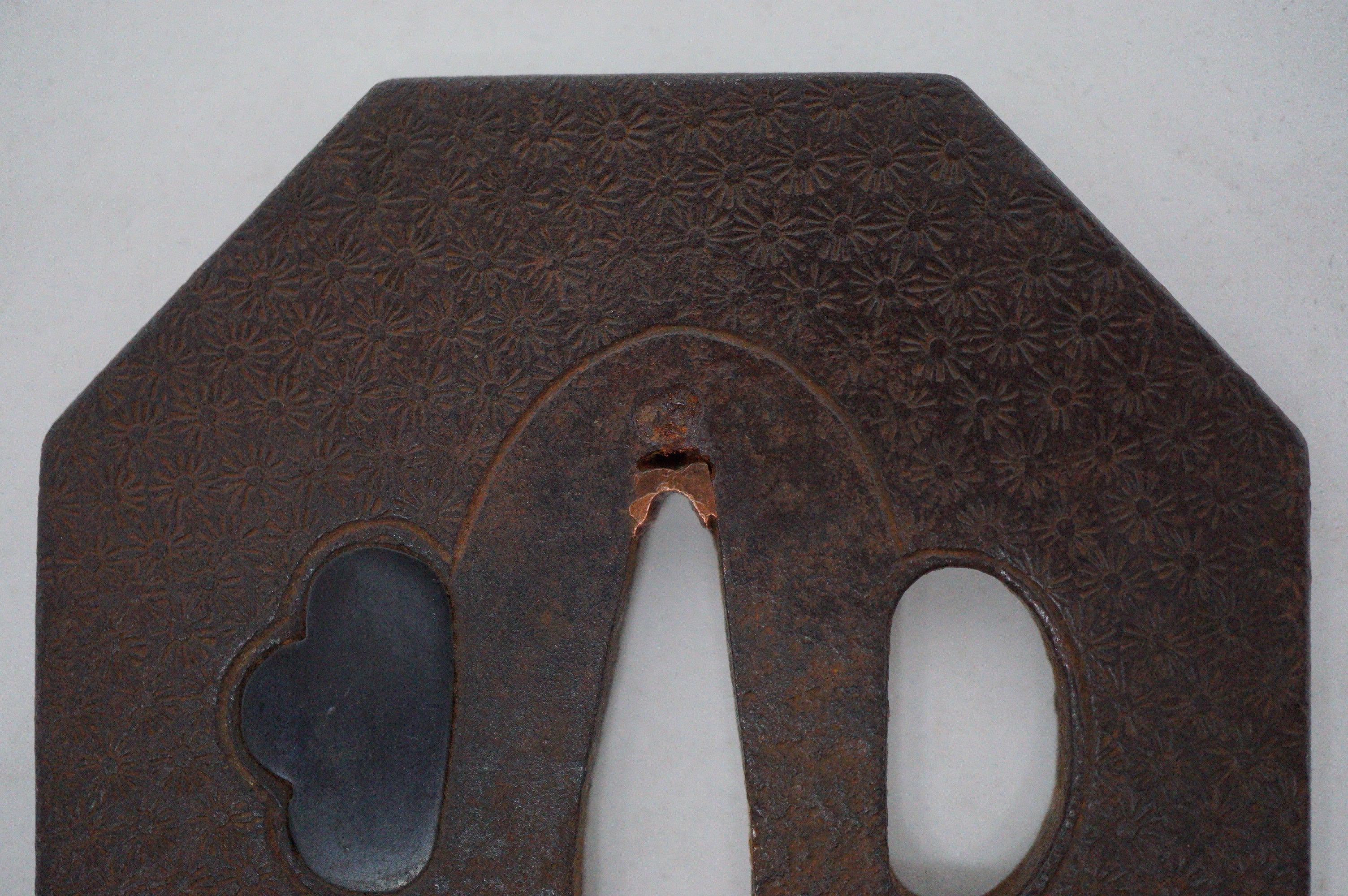 Japanese Iron Tsuba Guard for Katana or Wakizashi Sword Septagon-Shaped from Japan 0228E18