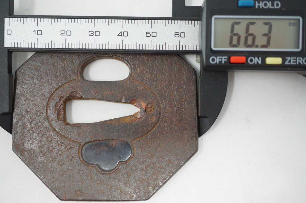 Japanese Iron Tsuba Guard for Katana or Wakizashi Sword Septagon-Shaped from Japan 0228E18
