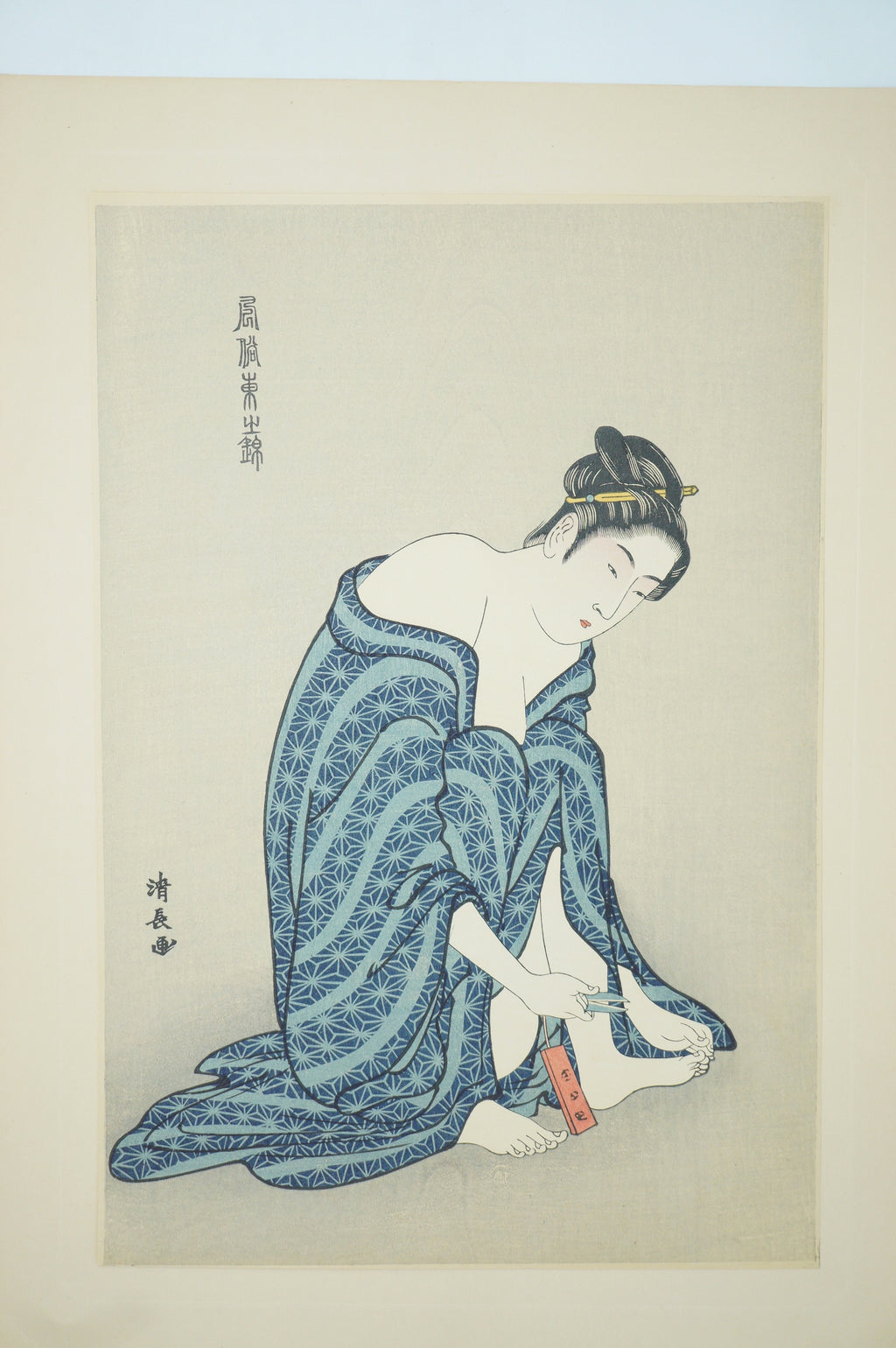 Hochwertiger japanischer Holzschnitt-Nachdruck aus den 1920er-Jahren von Torii Kiyonaga – In einem öffentlichen Badehaus 0904E18
