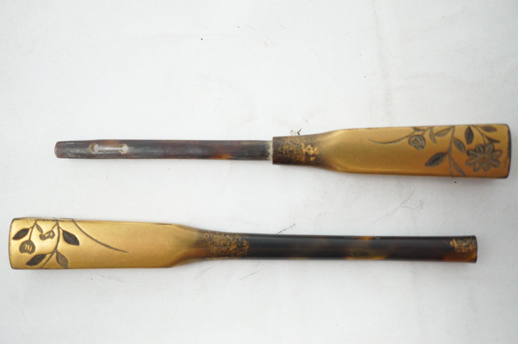 Japanisches Vintage-Haar-Accessoire-Set, Nadel und Kamm, signiert im Originalkarton 1101D18