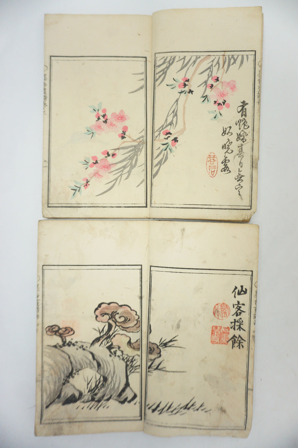 Antique 1898 Japanese Book Set with detailed Woodblock Printed Images from Japan 0509E18