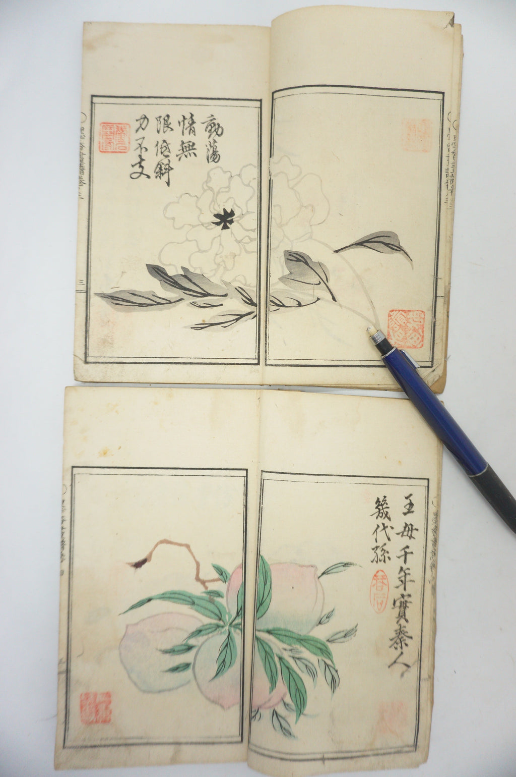 Antique 1898 Japanese Book Set with detailed Woodblock Printed Images from Japan 0509E18