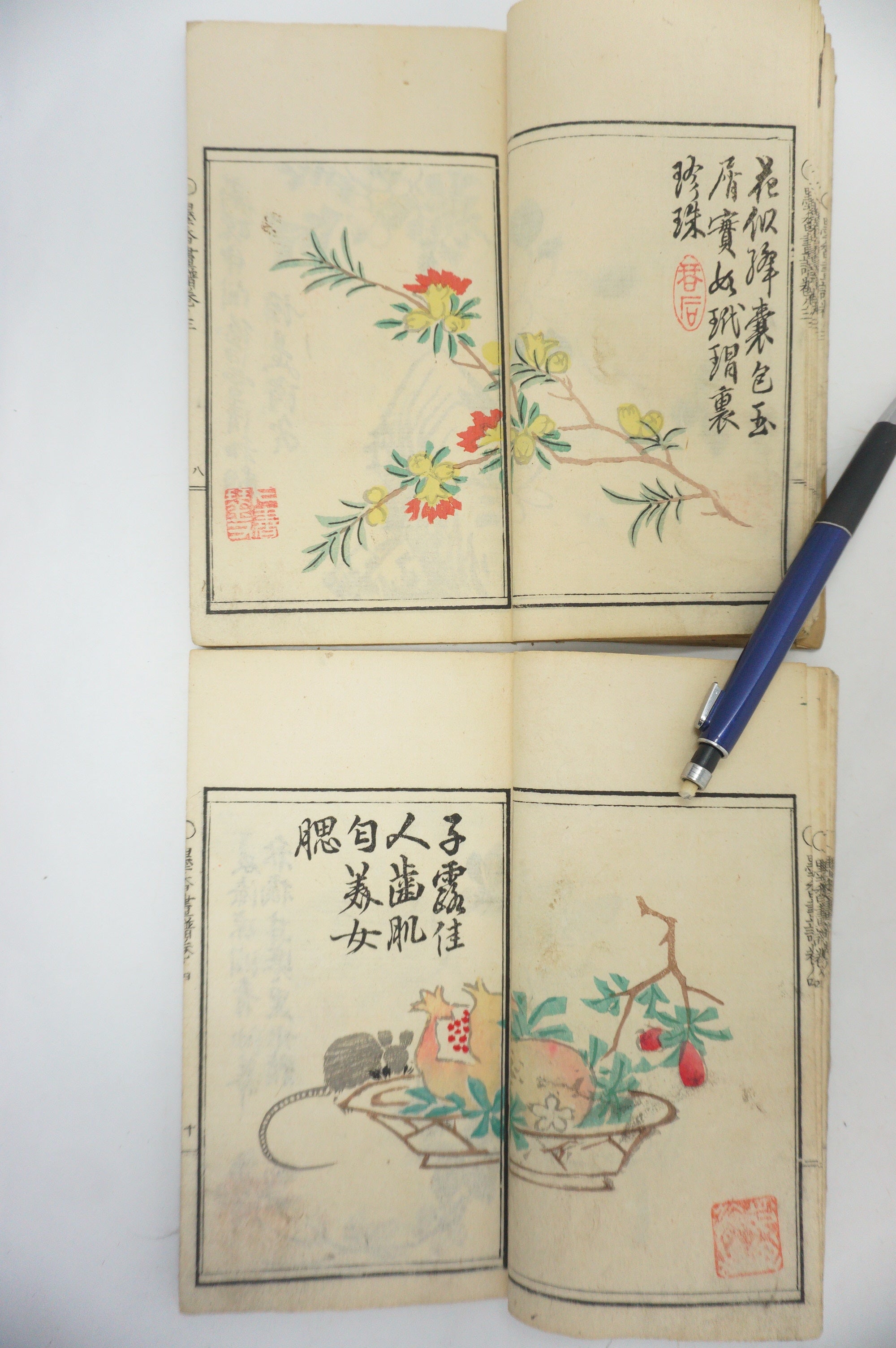 Antique 1898 Japanese Book Set with detailed Woodblock Printed Images from Japan 0509E18