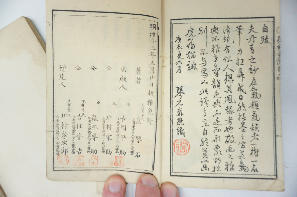 Antique 1898 Japanese Book Set with detailed Woodblock Printed Images from Japan 0509E18