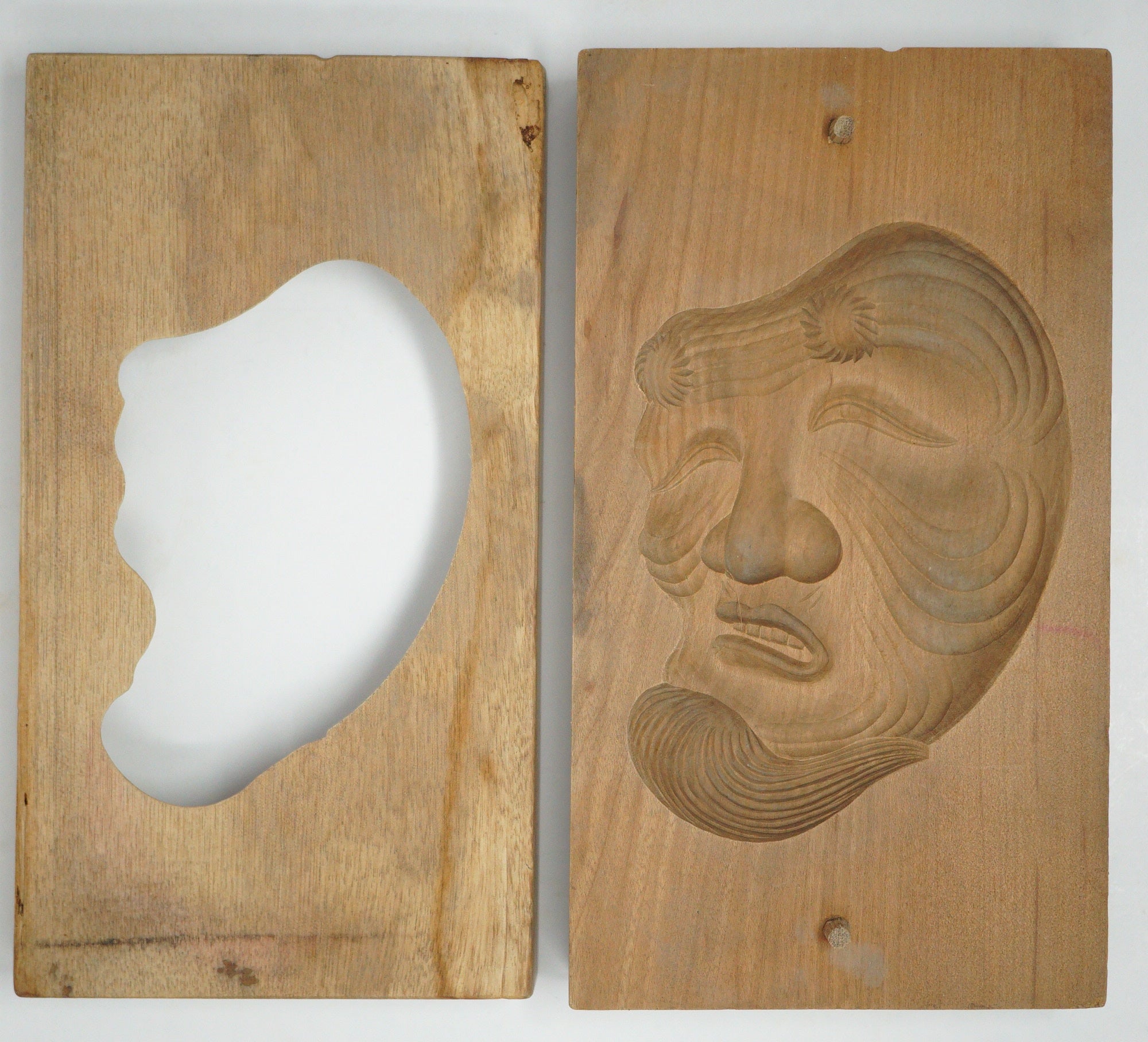 Vintage Kashigata Cake Mold - Hakushiki-jo Noh Mask Design 0612D18