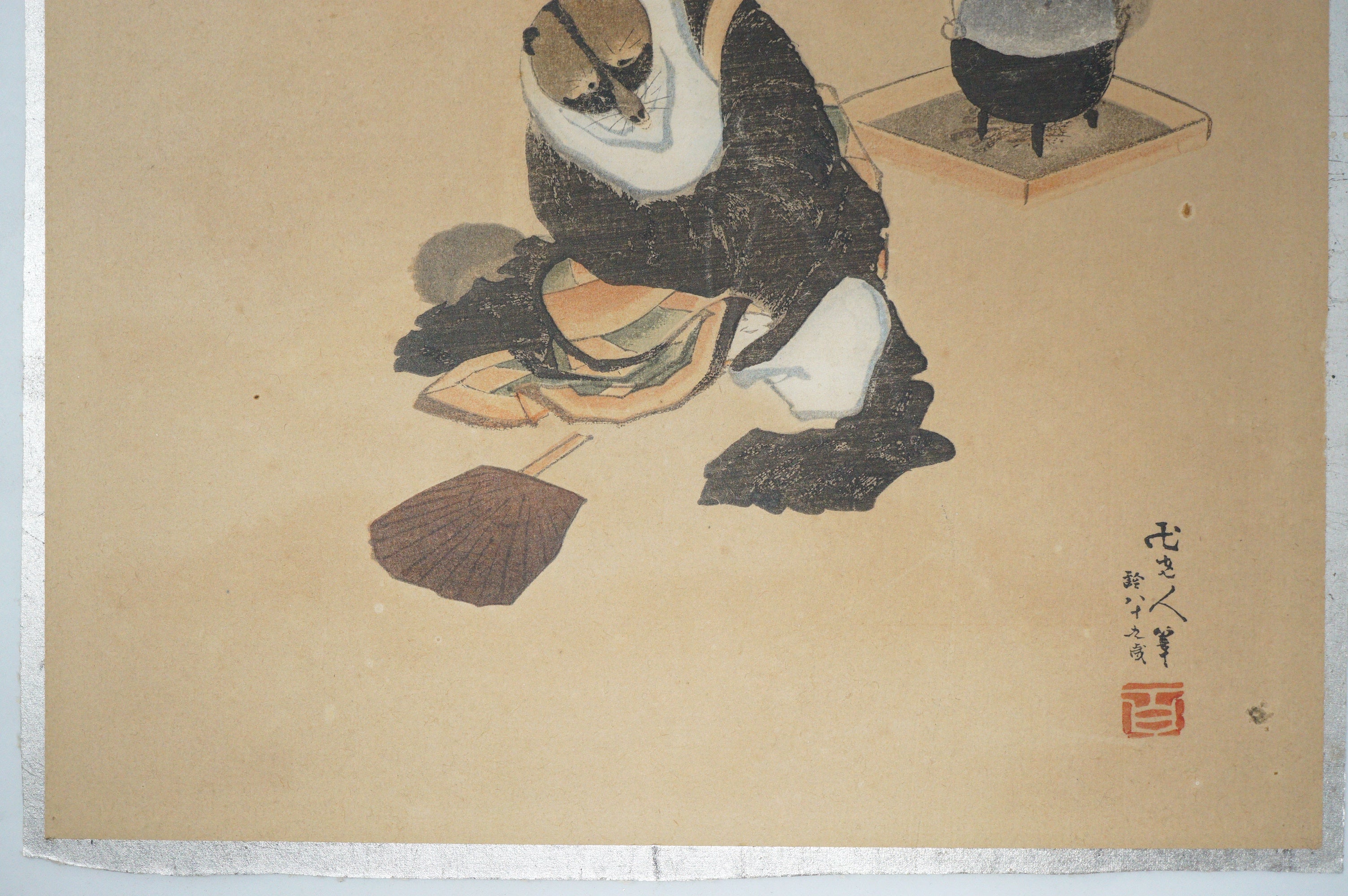 Japanese Woodblock Print -Raccoon- by Katsushika Hokusai from Japan 0105E19
