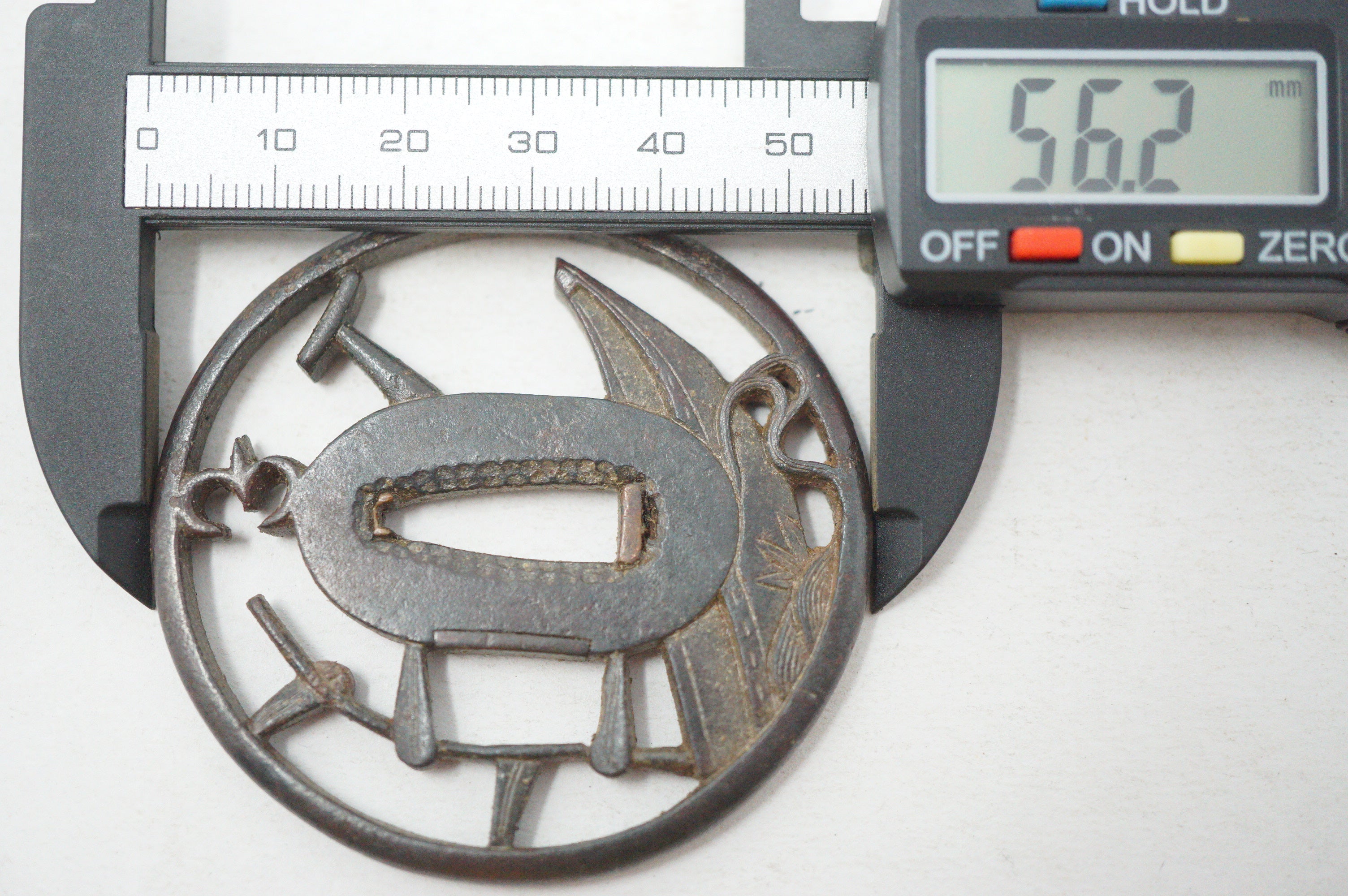 Authentic Edo Period Iron Sukashi Tsuba Sword Guard Coastal Motif for Tanto or Wakizashi 0703G19