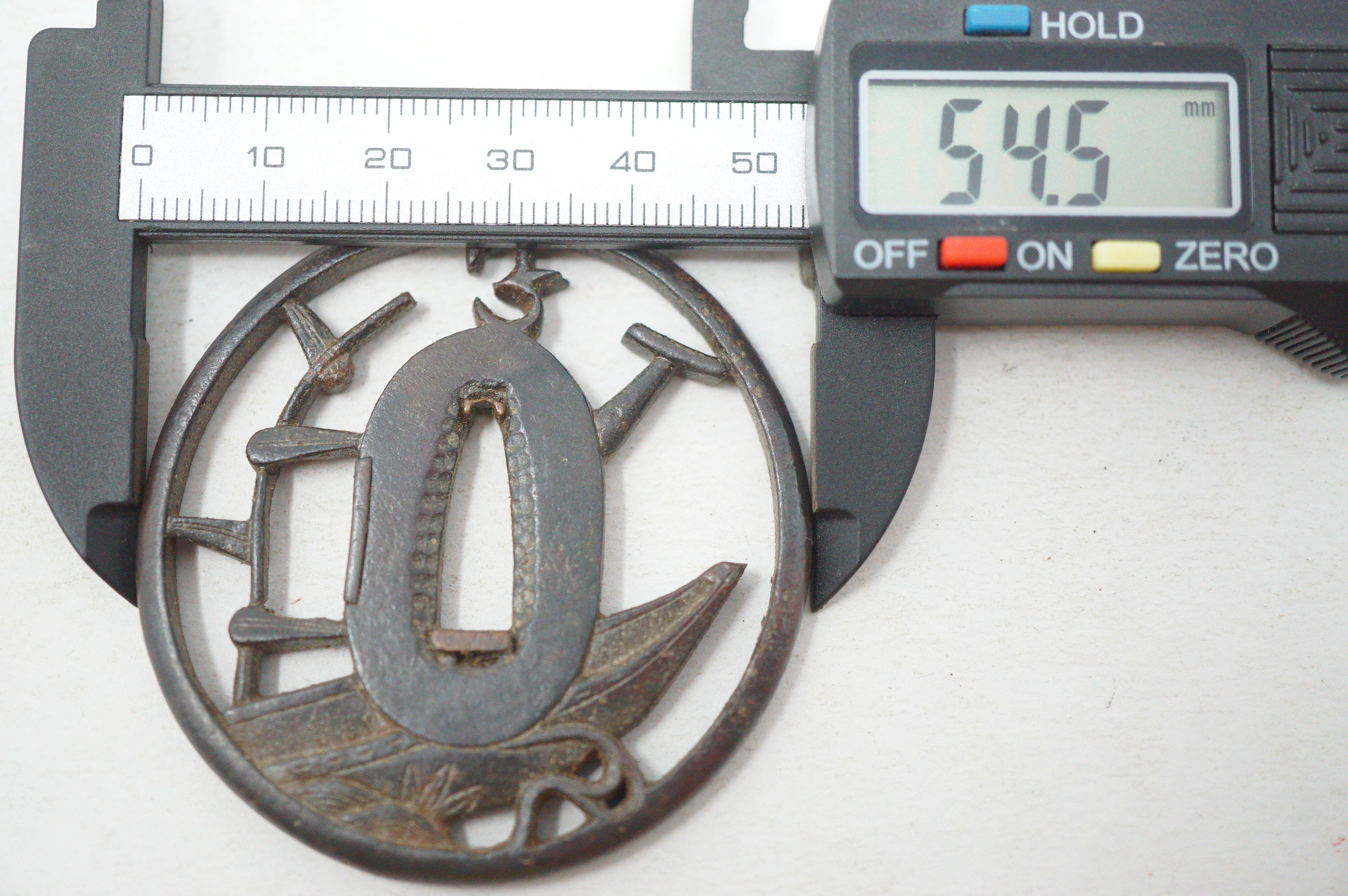Authentic Edo Period Iron Sukashi Tsuba Sword Guard Coastal Motif for Tanto or Wakizashi 0703G19