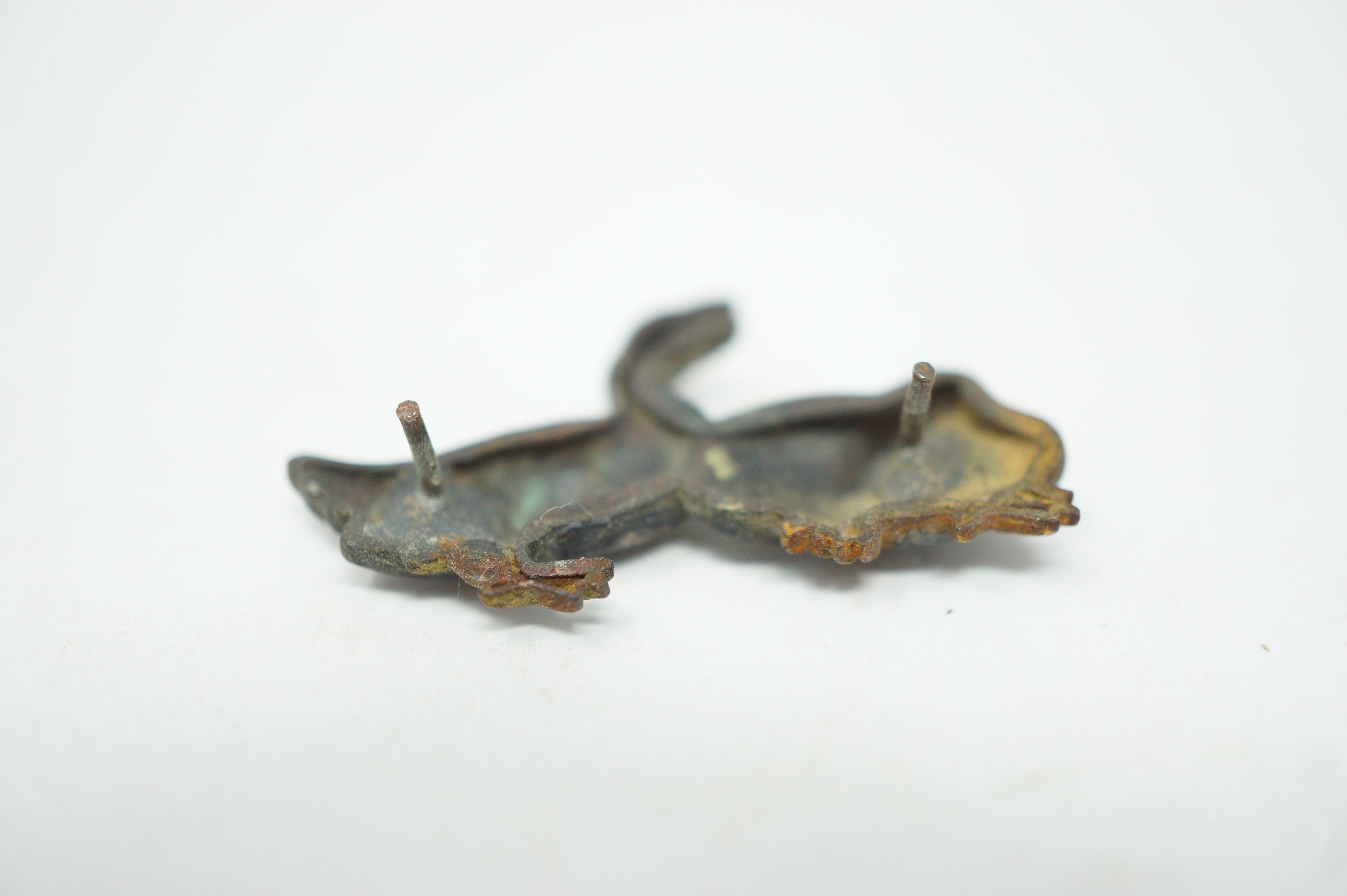 Japanischer Mae-Kanagu für Tabakbeutel, Frontbeschlag im Enten-Design, Original aus Japan 0310F19