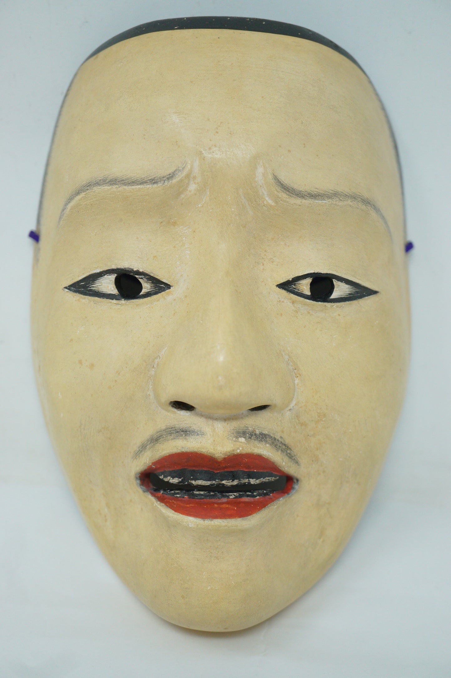 Japanese Wooden Noh Theater Mask Heita - Style in Quality Silk Bag from Japan 0106F1