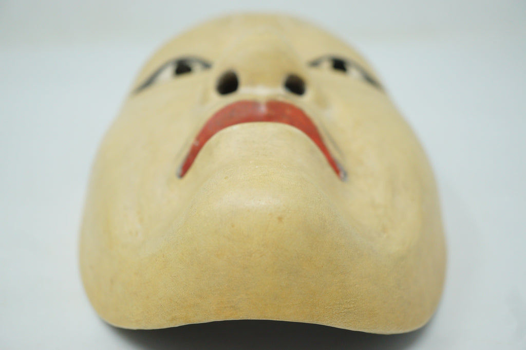日本木制能剧面具 Heita 风格，采用优质丝绸袋包装，产自日本 0106F1