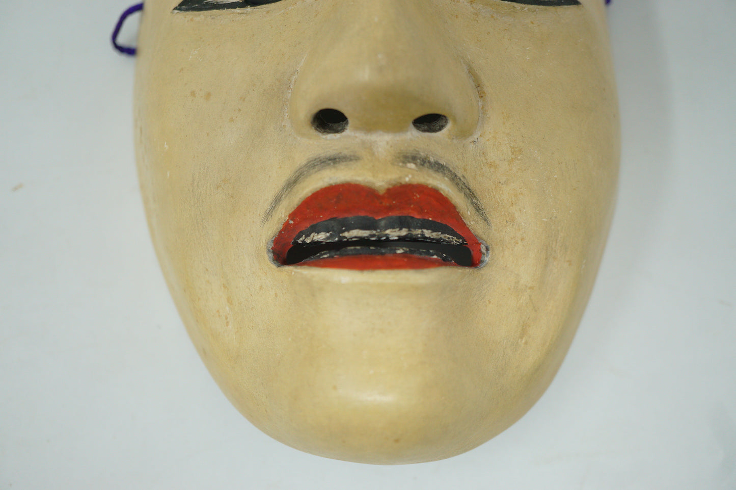 Japanese Wooden Noh Theater Mask Heita - Style in Quality Silk Bag from Japan 0106F1