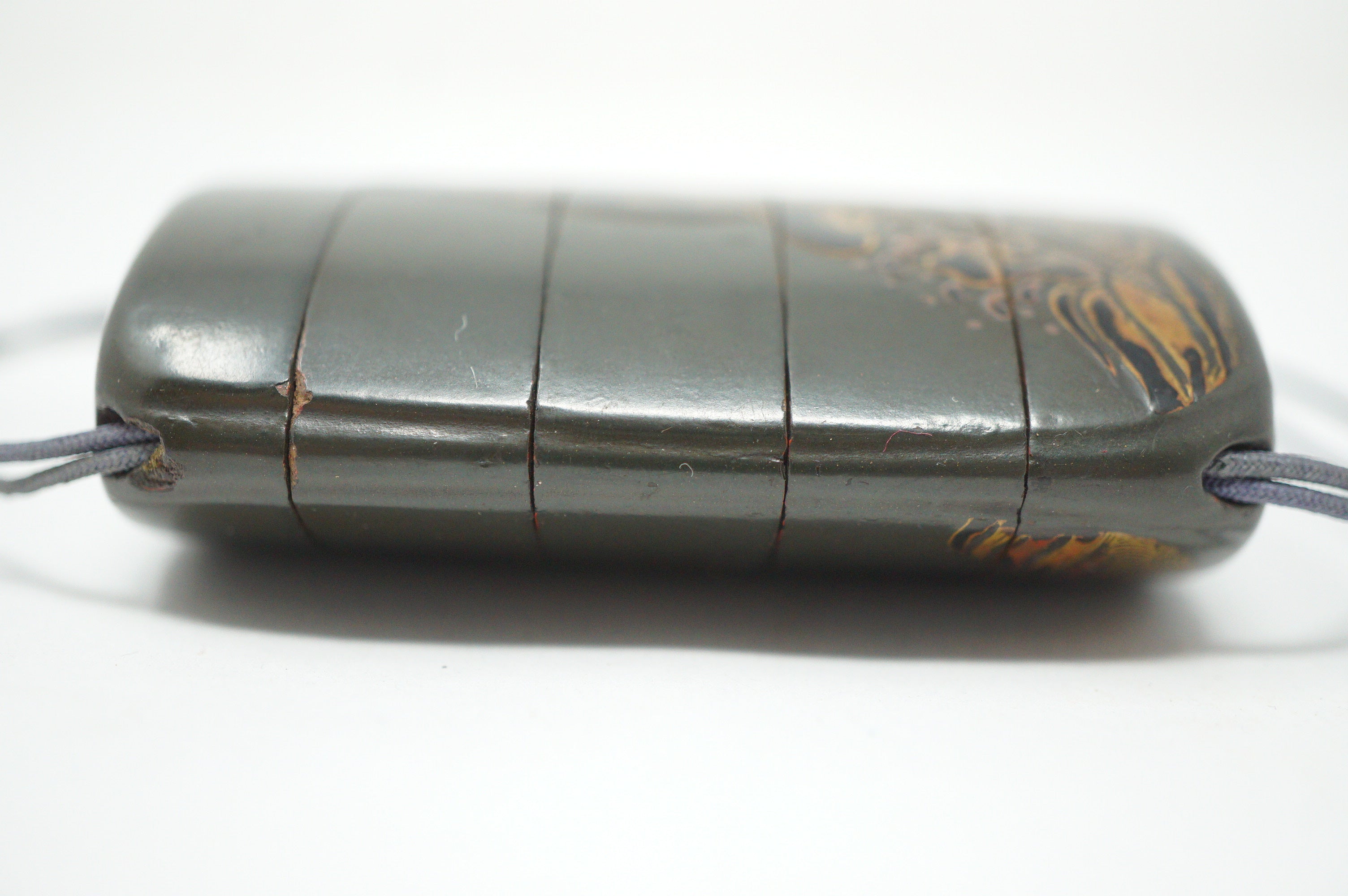 Antique Japanese Lacquer Inro Sagemono Storage Box Signed Gold Maki-e Kao Art 0615G1
