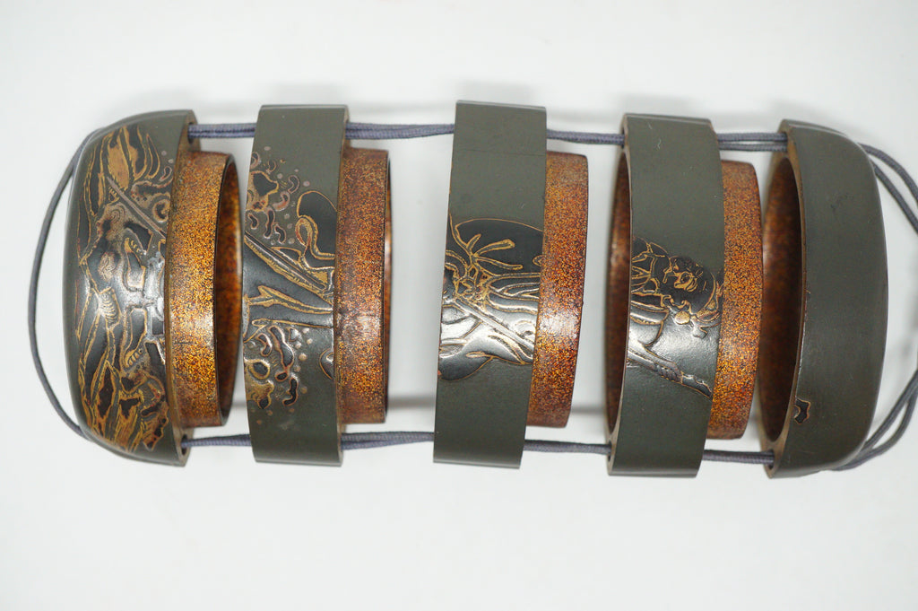 Antique Japanese Lacquer Inro Sagemono Storage Box Signed Gold Maki-e Kao Art 0615G1