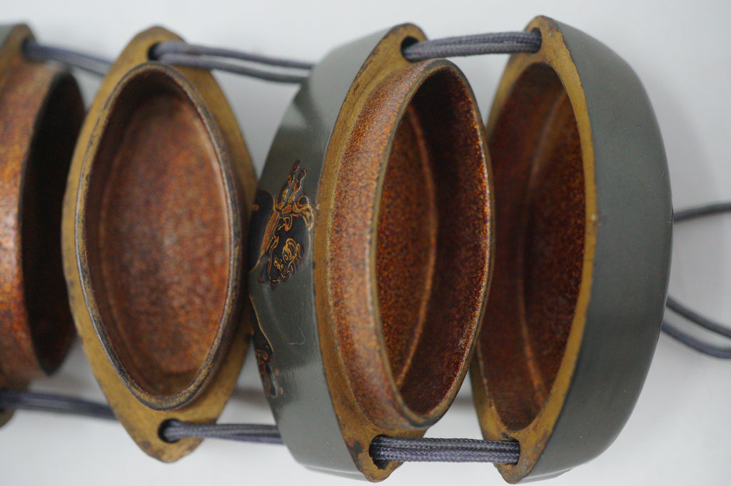 Antique Japanese Lacquer Inro Sagemono Storage Box Signed Gold Maki-e Kao Art 0615G1