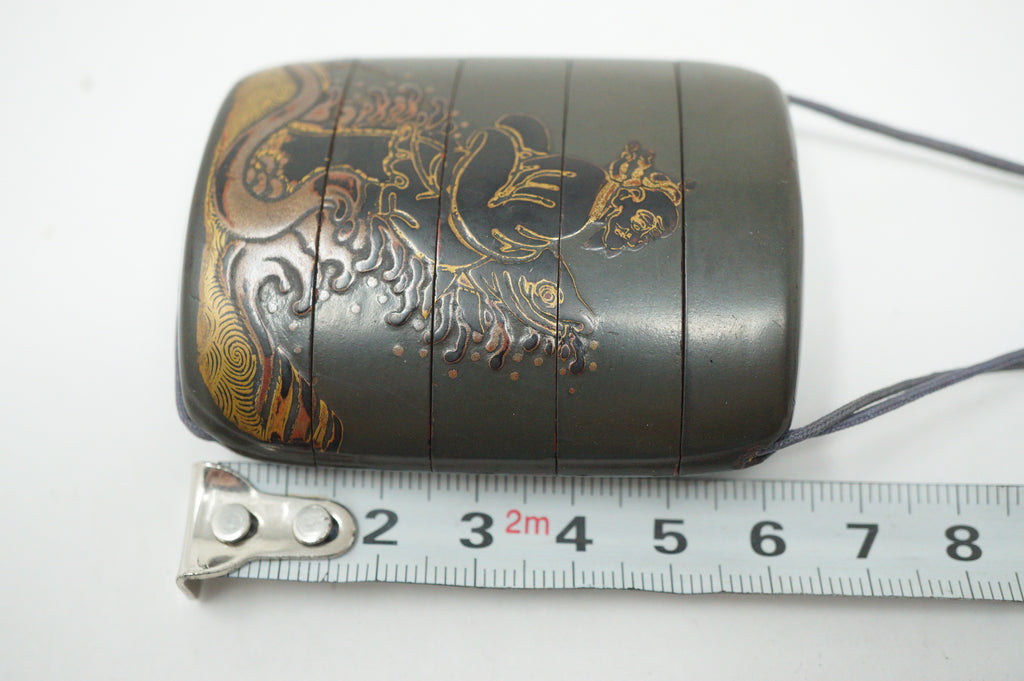 Antique Japanese Lacquer Inro Sagemono Storage Box Signed Gold Maki-e Kao Art 0615G1