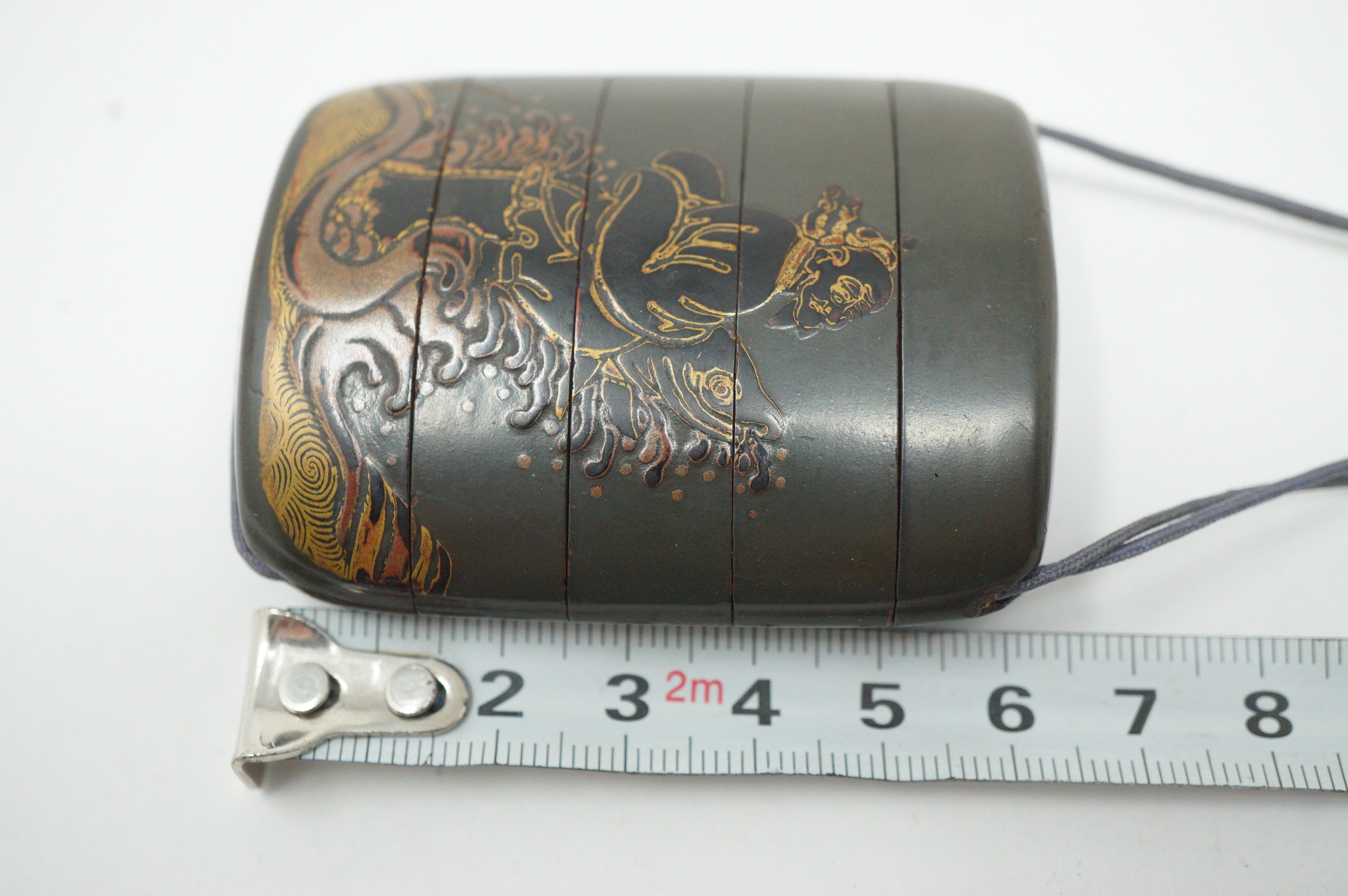 Antique Japanese Lacquer Inro Sagemono Storage Box Signed Gold Maki-e Kao Art 0615G1