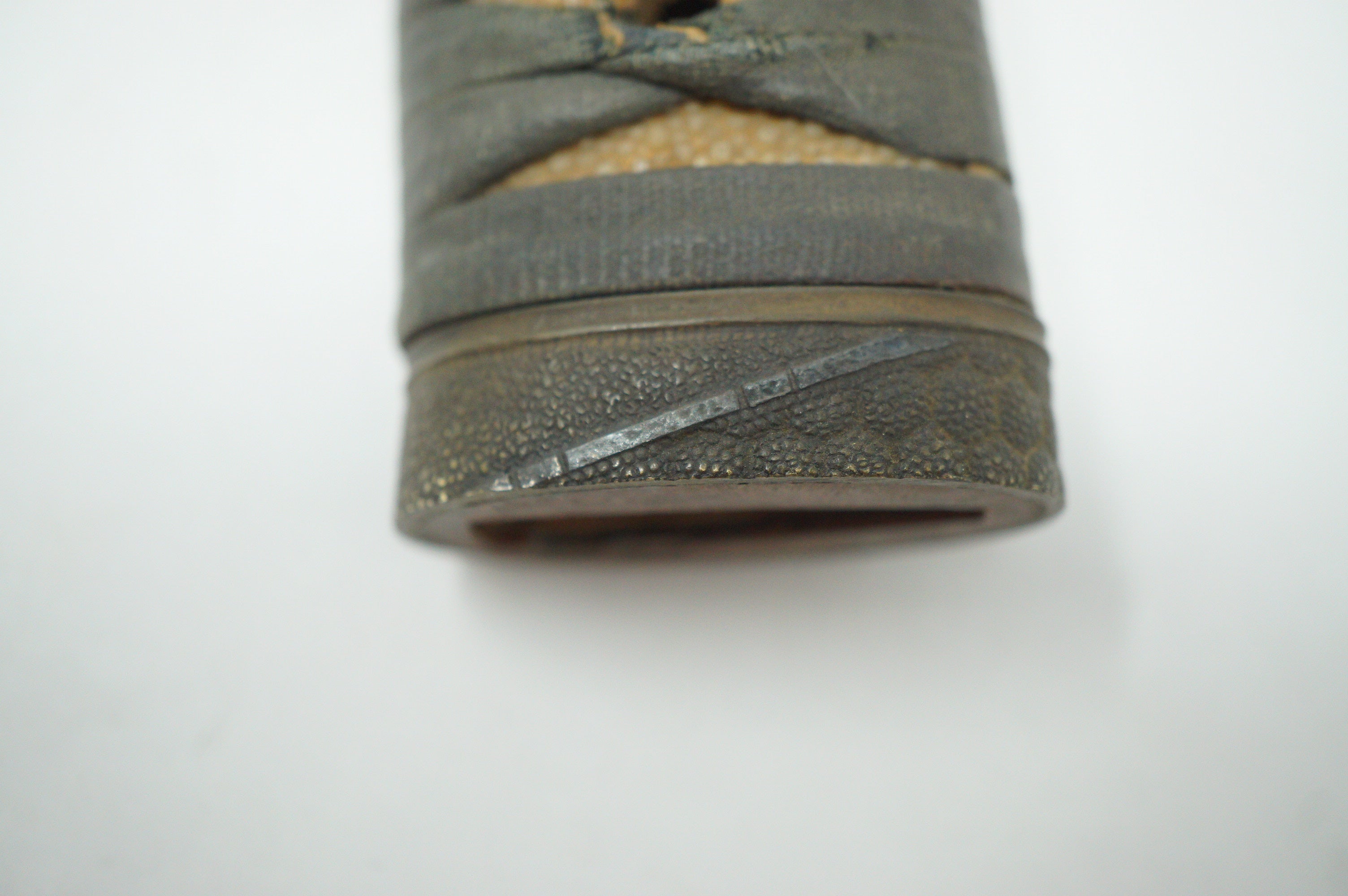 Antique Edo Period Japanese Katana Tsuka High-Grade Gold Inlay Tiger Menuki Sword Handle 0623G1