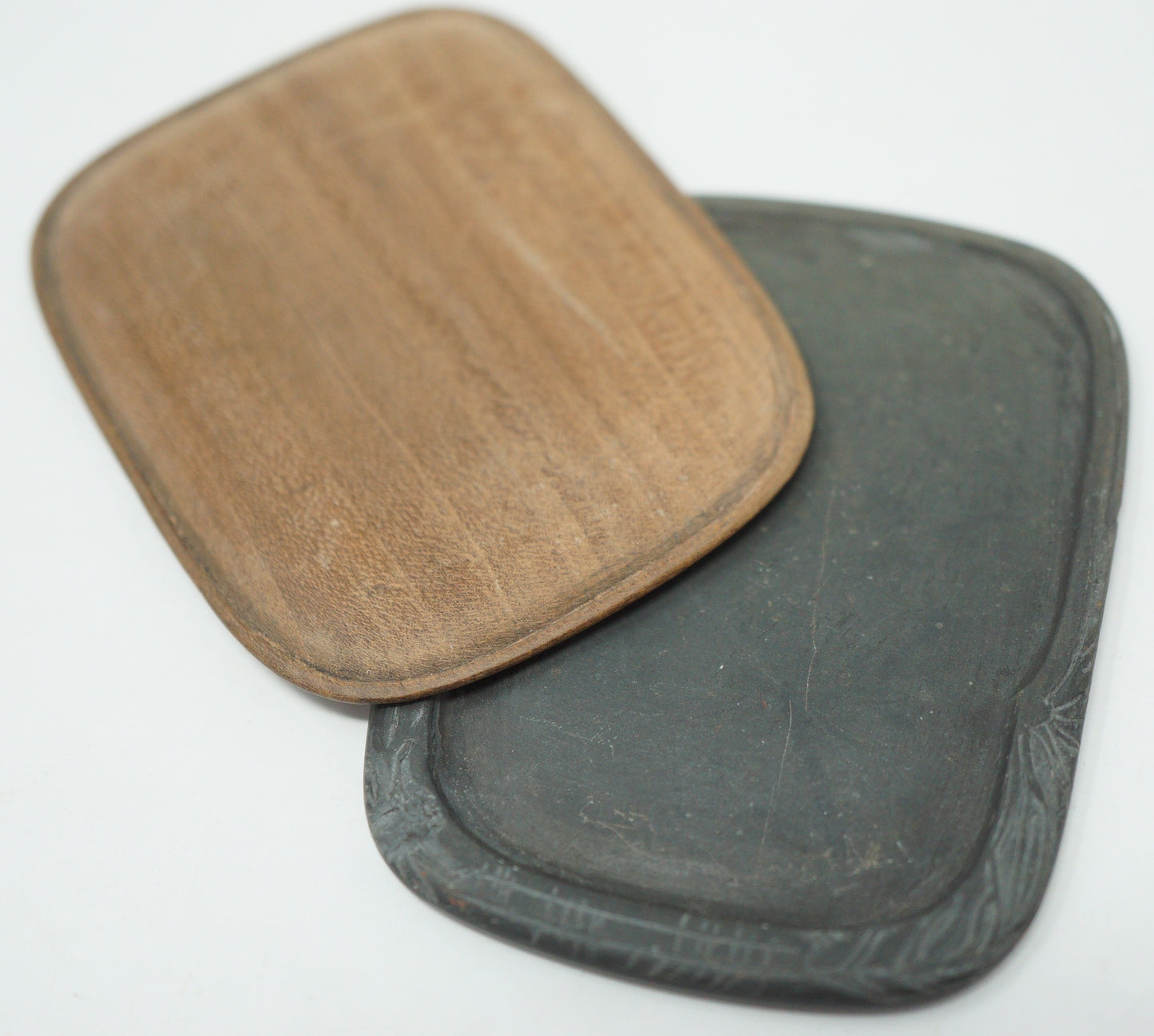 Quality Ink Stone with Fine Carvings & Wooden Lid Mini-Suzuri Original from Japan 0204F1