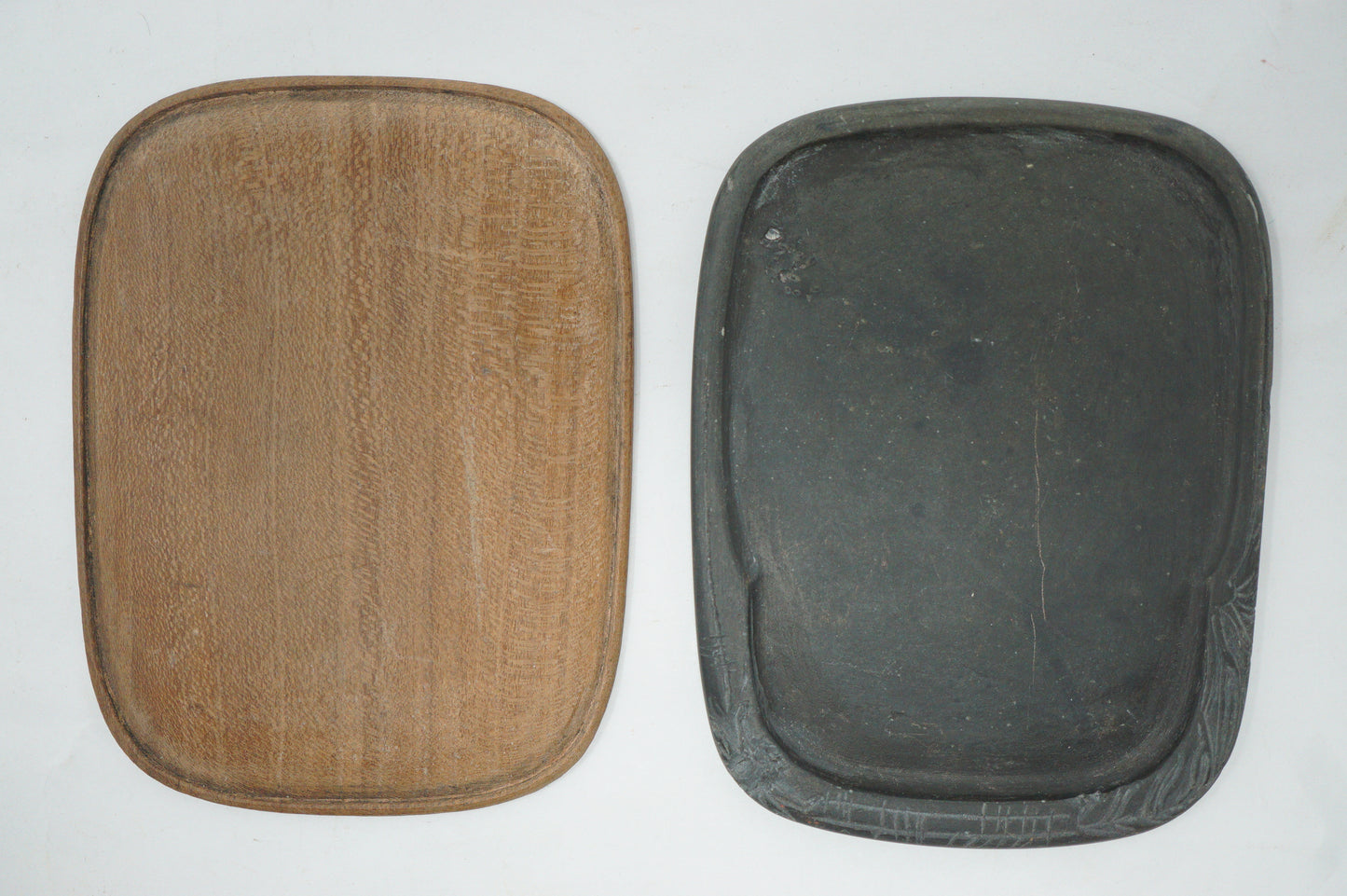 Quality Ink Stone with Fine Carvings & Wooden Lid Mini-Suzuri Original from Japan 0204F1