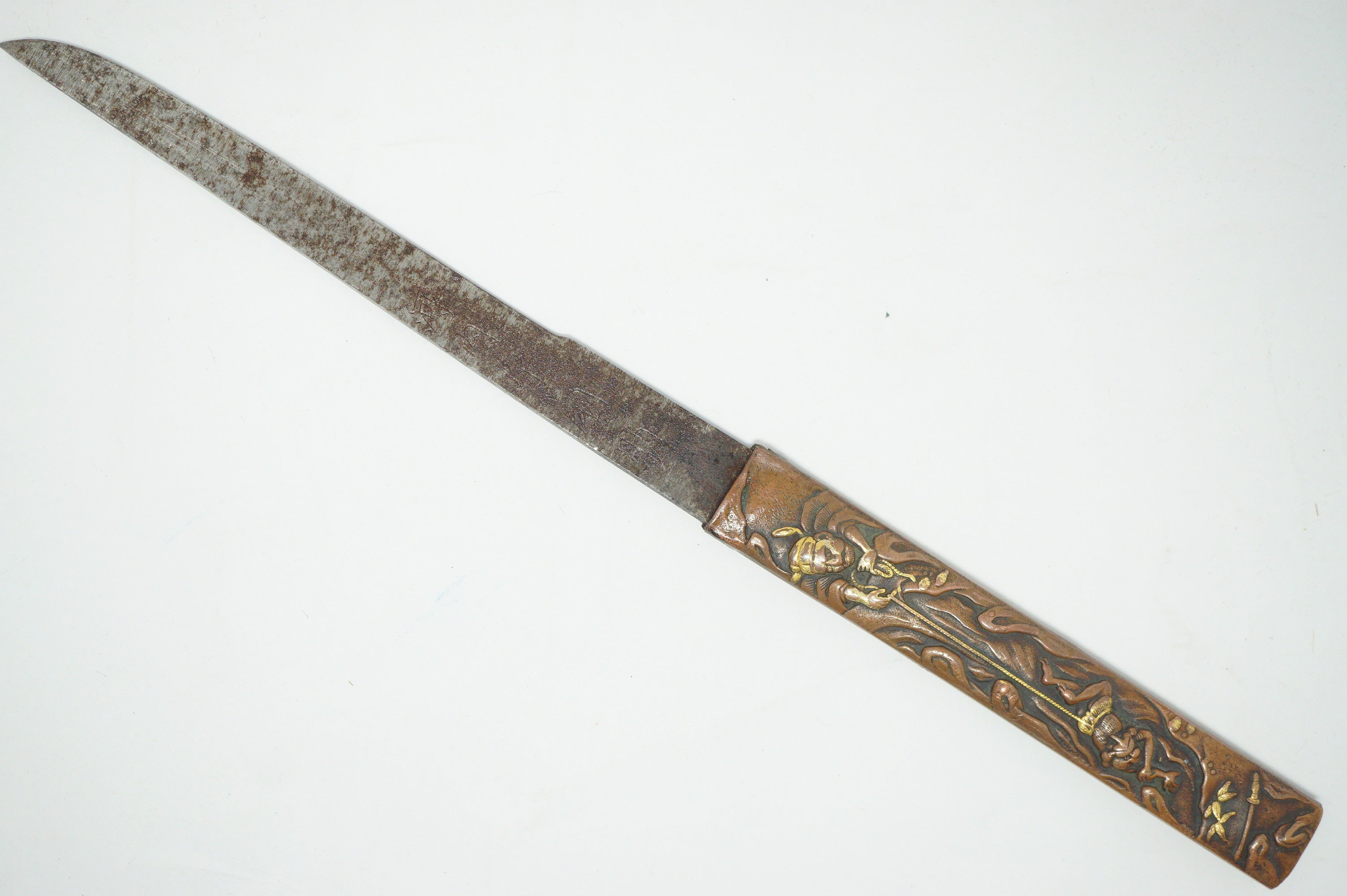 Japanese Kozuka Knife with signed Blade & signed Handle Antique Original Sword Parts 0921D1
