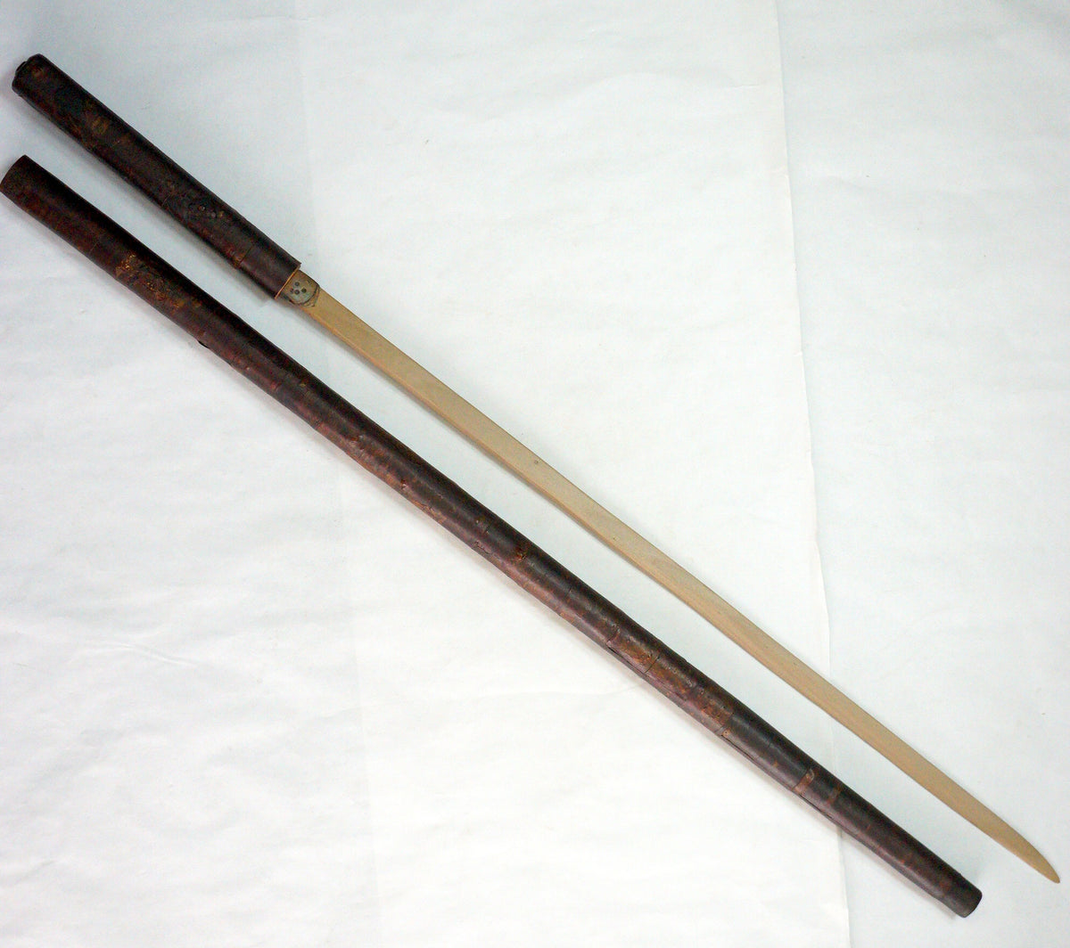 Japanese Antique Meiji Shikomizue Walking Stick Cherry Bark Wood with hidden Blade 1002G1