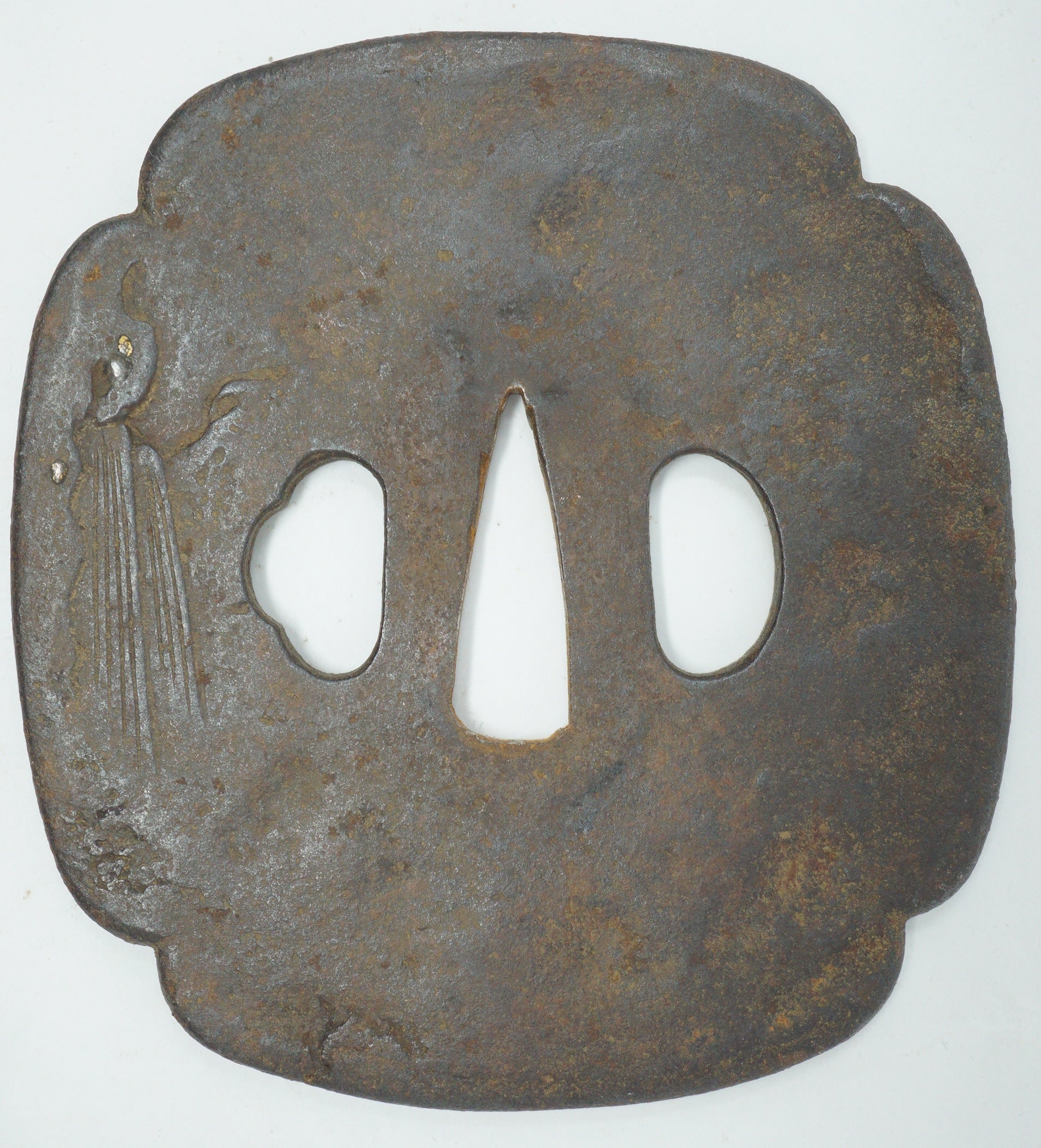 Japanese Sword Guard Iron Tsuba for Wakizashi or Katana Edo Original 150g from Japan 0425F1