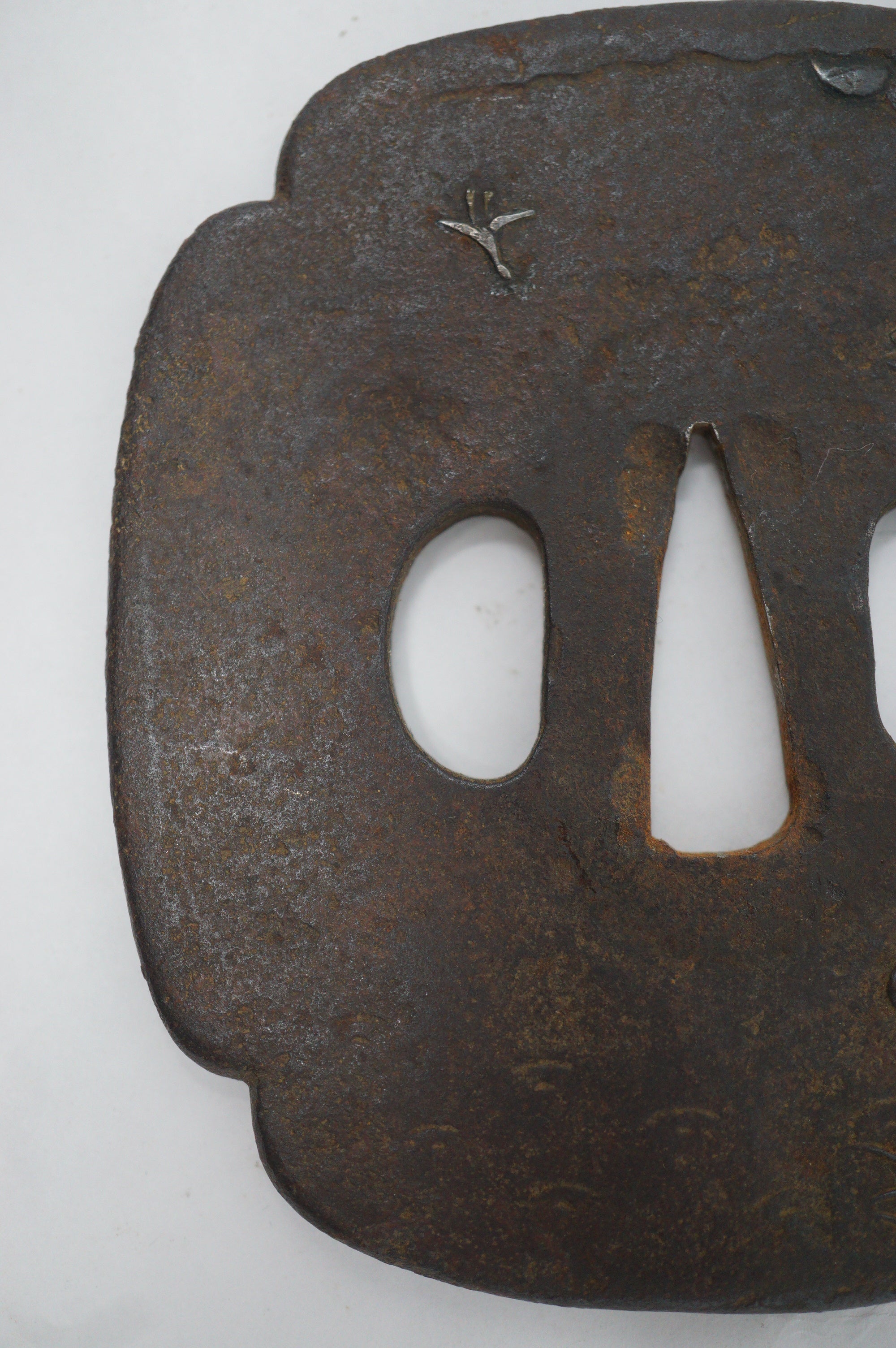 Japanese Sword Guard Iron Tsuba for Wakizashi or Katana Edo Original 150g from Japan 0425F1