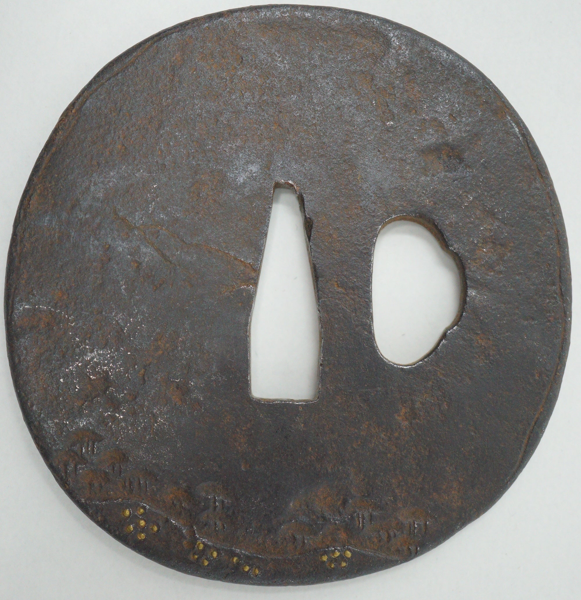 Japanese Tsuba Iron Sword Guard for Katana or Wakizashi Signed 1201F1