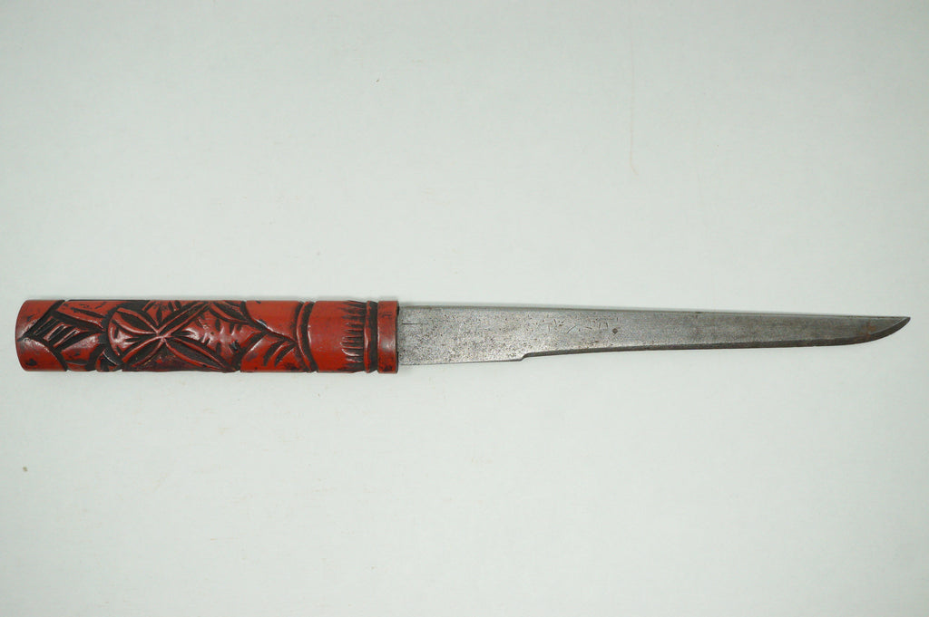 Japanese Kozuka Knife with Signed Blade & Wooden Handle Antique Original from Japan 1226F1