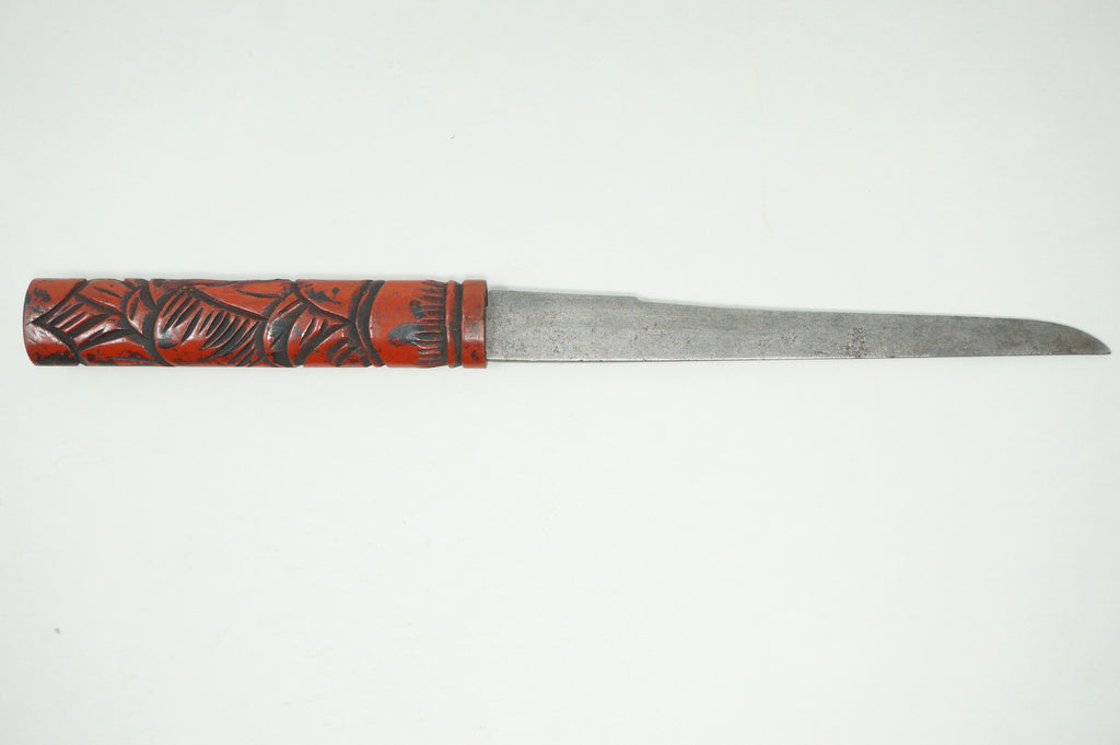 Japanese Kozuka Knife with Signed Blade & Wooden Handle Antique Original from Japan 1226F1