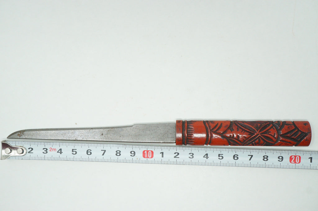 Japanese Kozuka Knife with Signed Blade & Wooden Handle Antique Original from Japan 1226F1