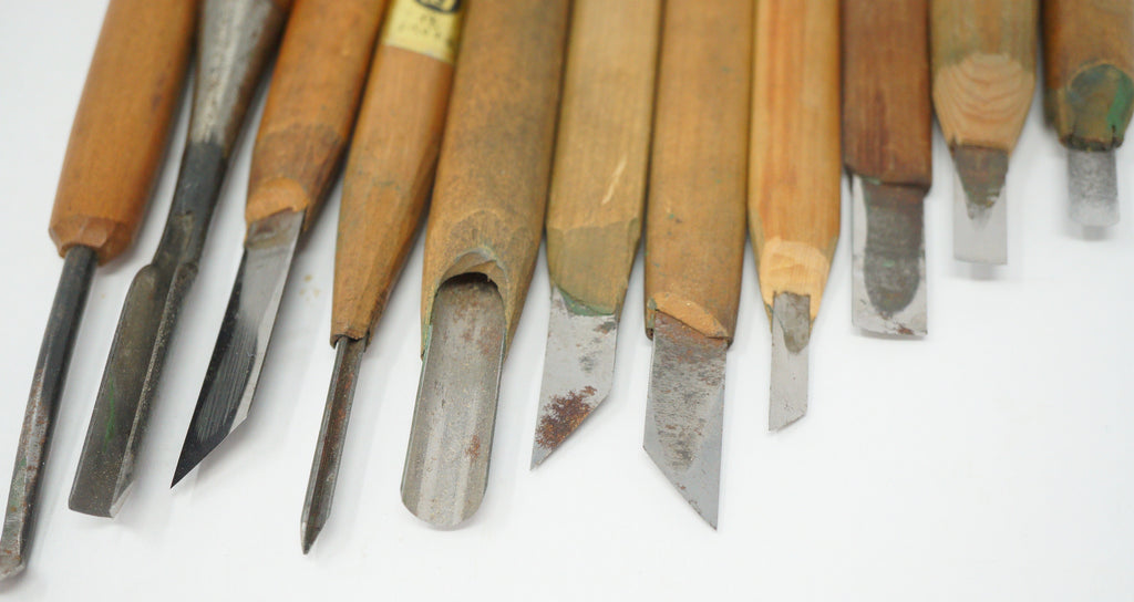 Japanese Vintage Wood Carving Knife set of 10 Sharp & Original Tools from Japan 1012D1