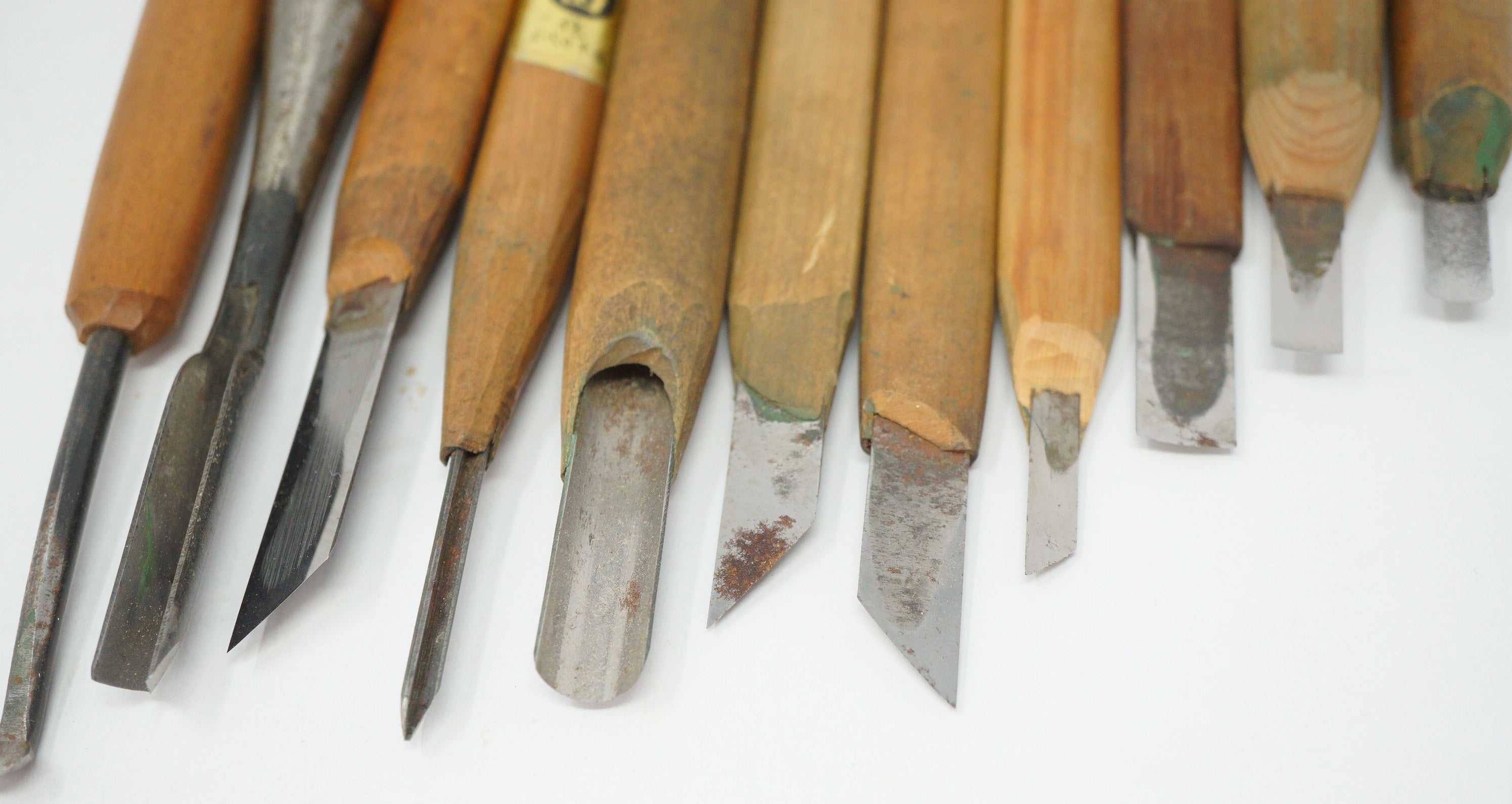 Japanese Vintage Wood Carving Knife set of 10 Sharp & Original Tools from Japan 1012D1