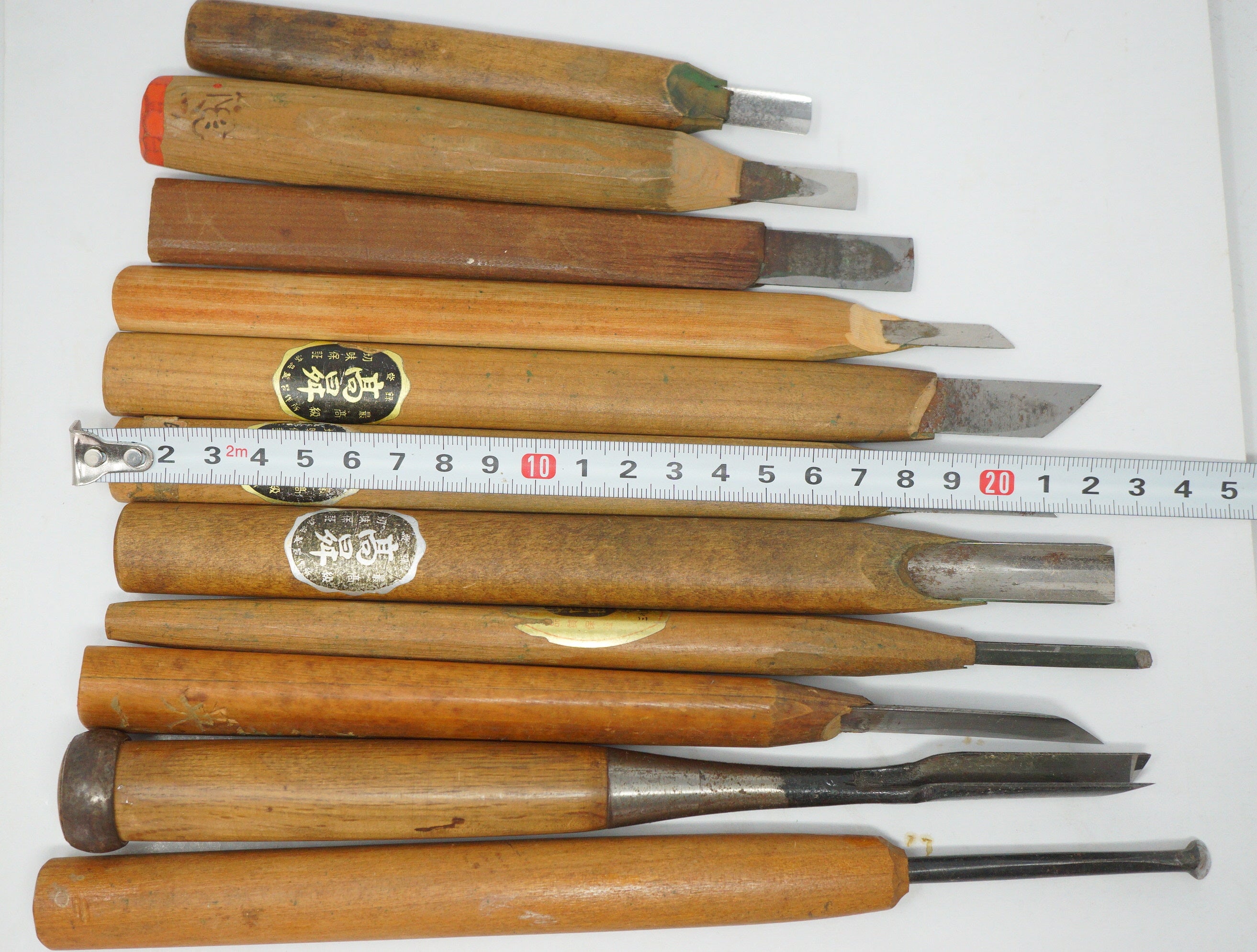 Japanese Vintage Wood Carving Knife set of 10 Sharp & Original Tools from Japan 1012D1