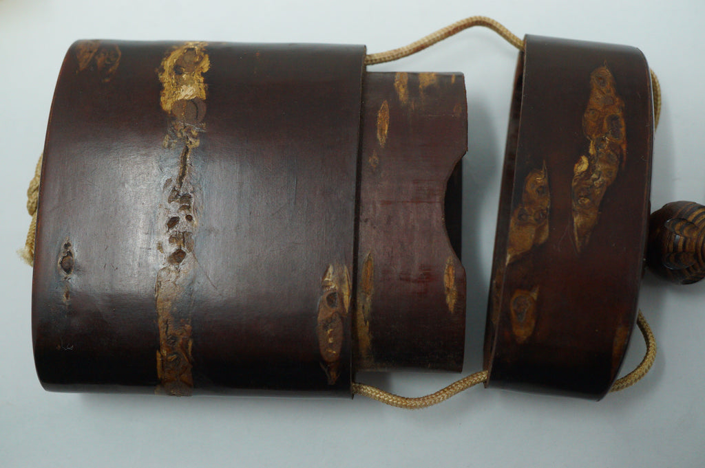 Japanese Vintage Cherry Wood Inro Netsuke & Wooden Ojime Sagemono from Japan 0331G1