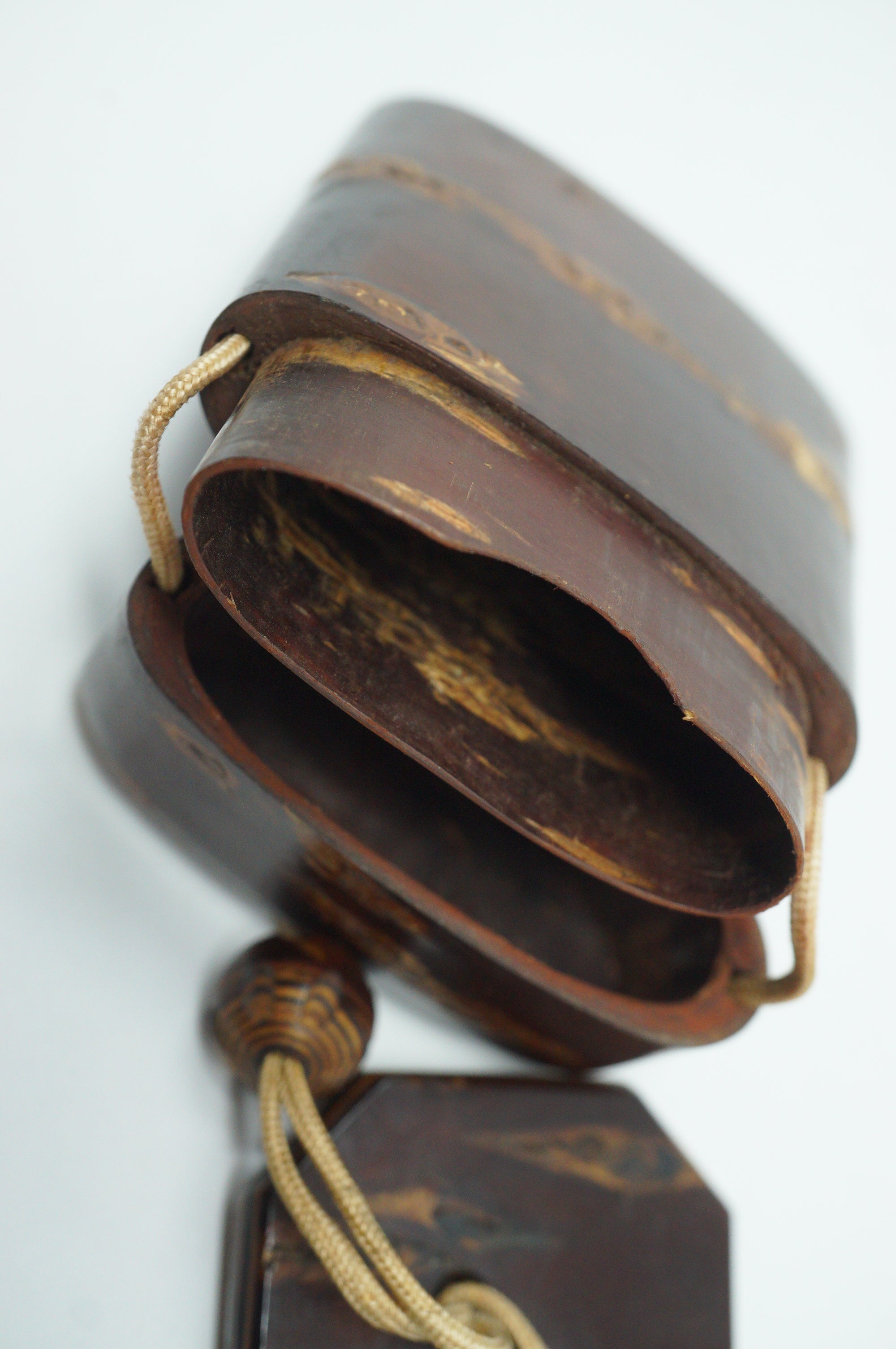 Japanese Vintage Cherry Wood Inro Netsuke & Wooden Ojime Sagemono from Japan 0331G1