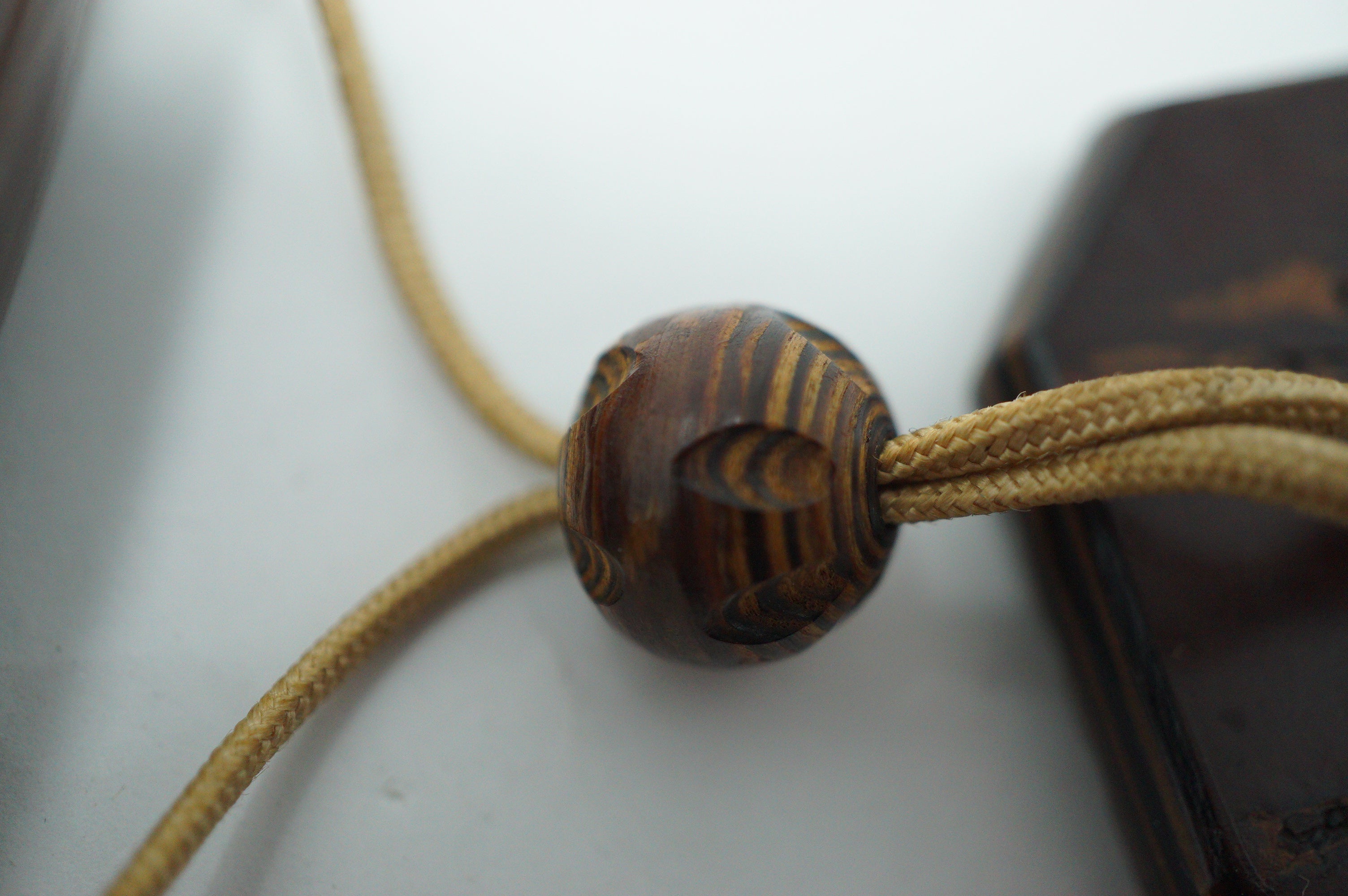 Japanese Vintage Cherry Wood Inro Netsuke & Wooden Ojime Sagemono from Japan 0331G1