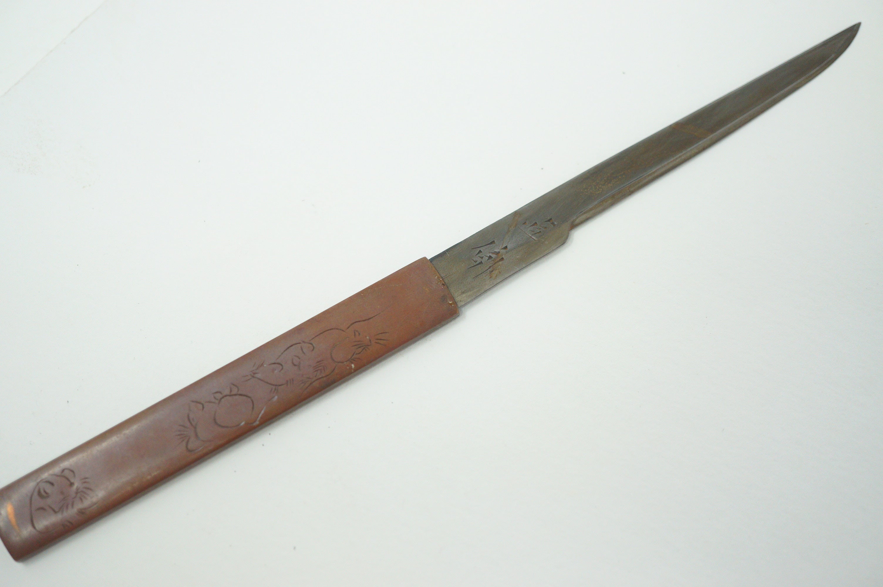 Antique Kozuka Knife with Mouse Design & Signed 0608D1