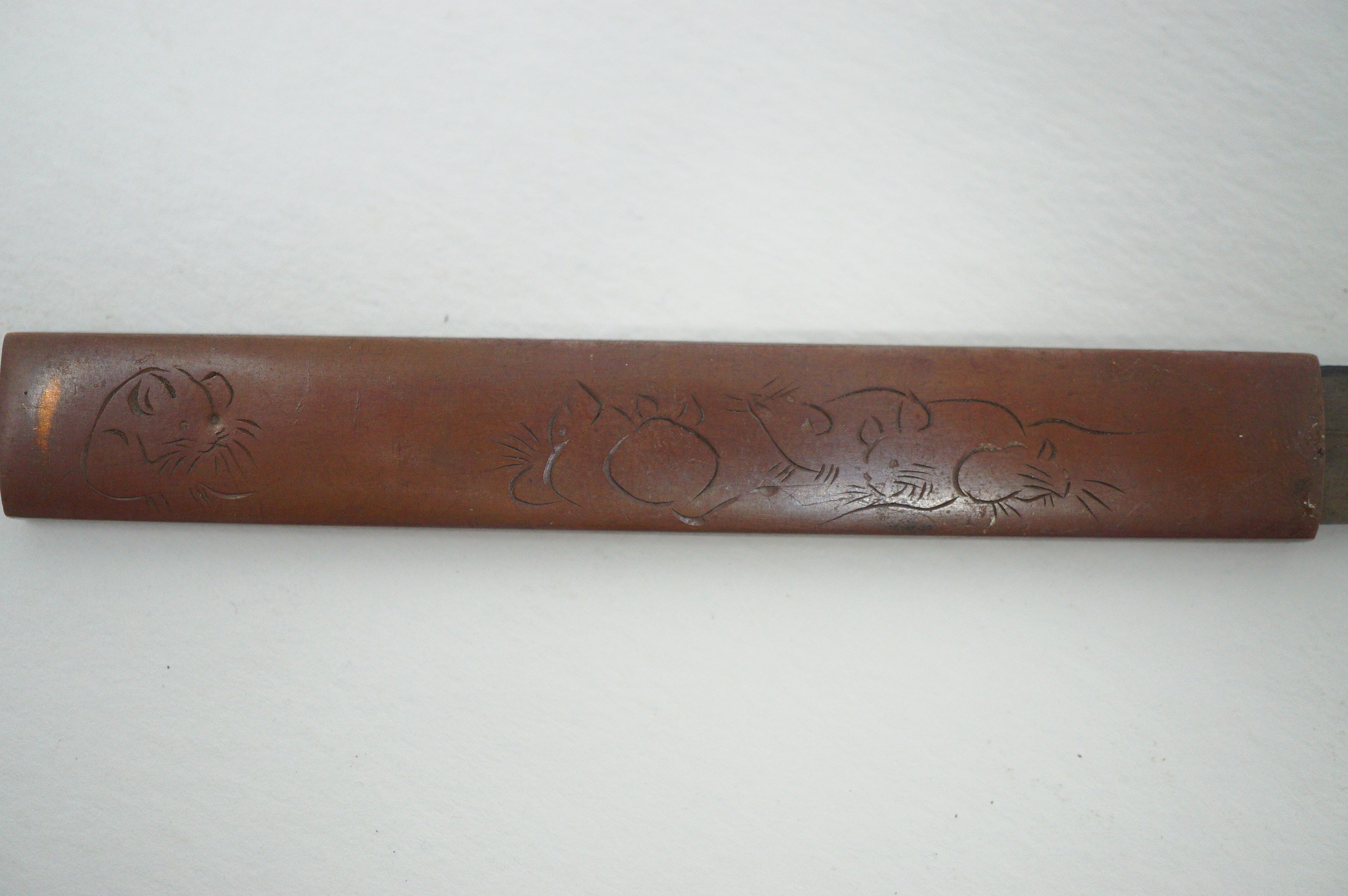 Antique Kozuka Knife with Mouse Design & Signed 0608D1