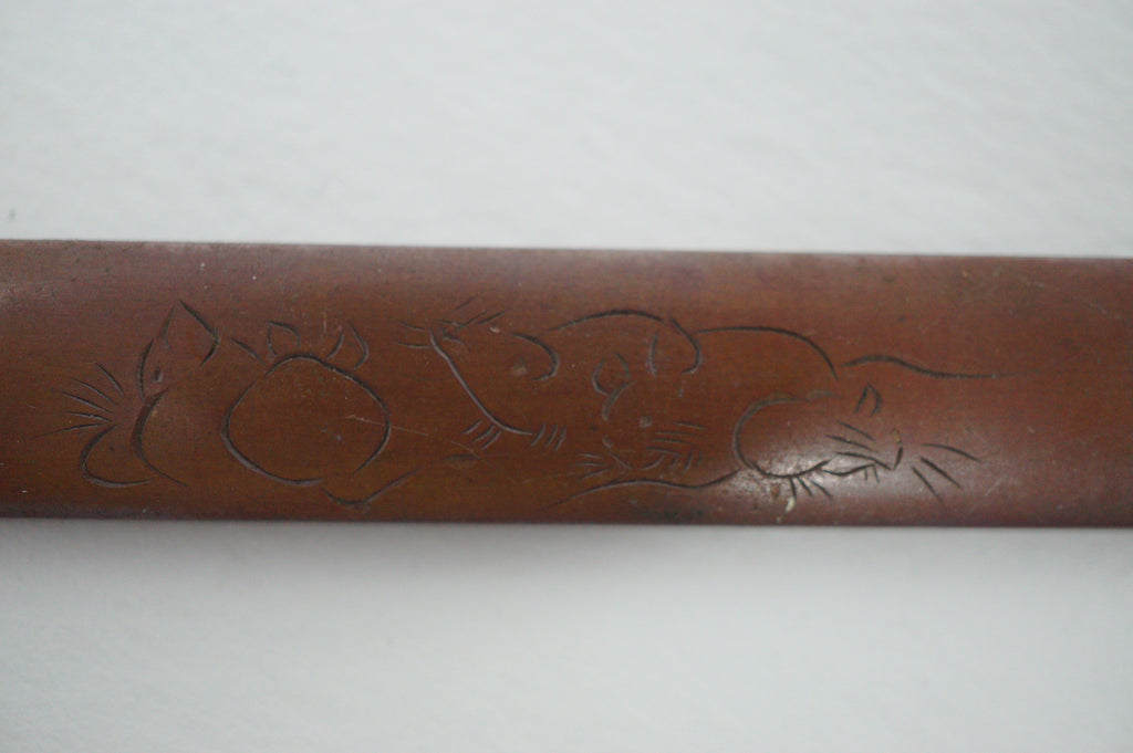 Antique Kozuka Knife with Mouse Design & Signed 0608D1