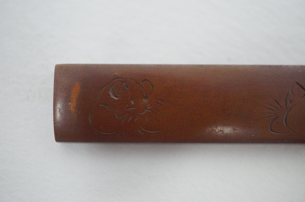Antique Kozuka Knife with Mouse Design & Signed 0608D1