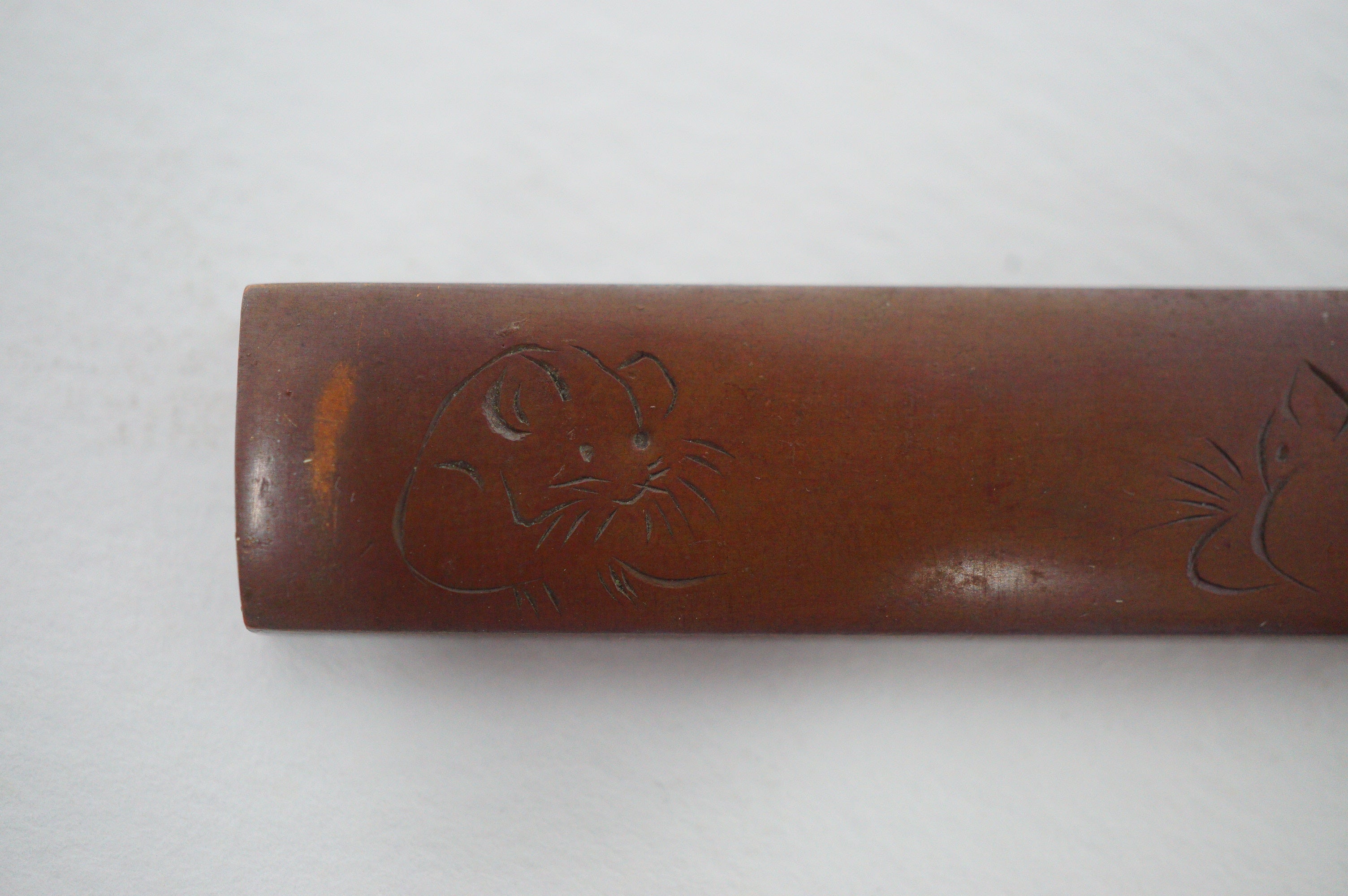 Antique Kozuka Knife with Mouse Design & Signed 0608D1