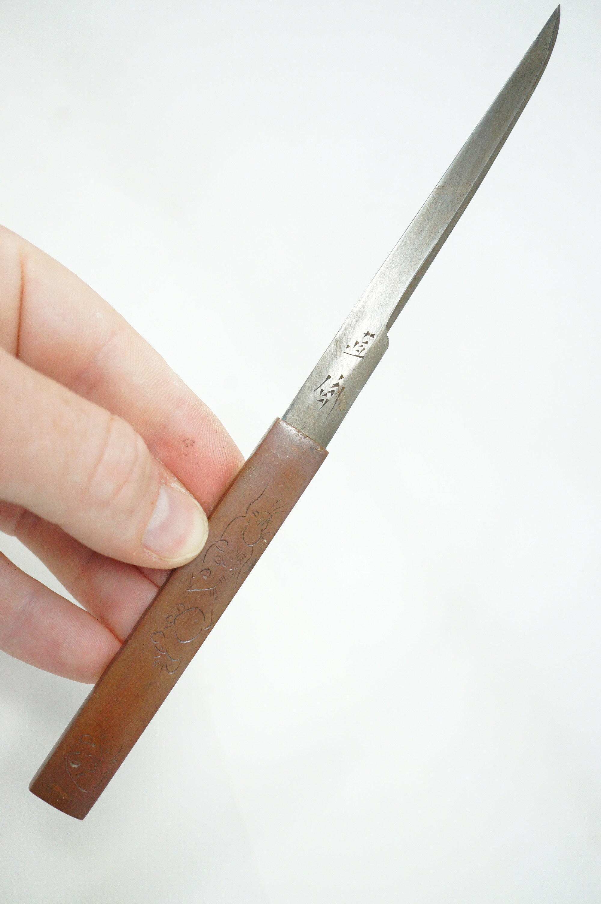 Antique Kozuka Knife with Mouse Design & Signed 0608D1